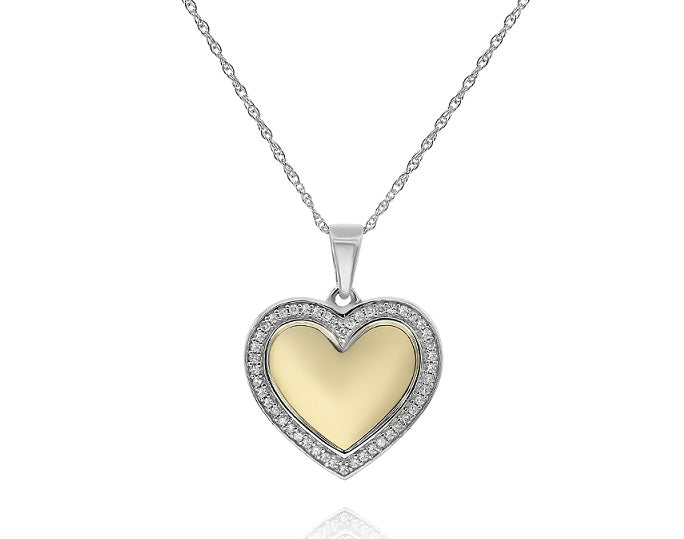 0.18 ct. Diamond 14K Two Tone Gold Heart Pendant