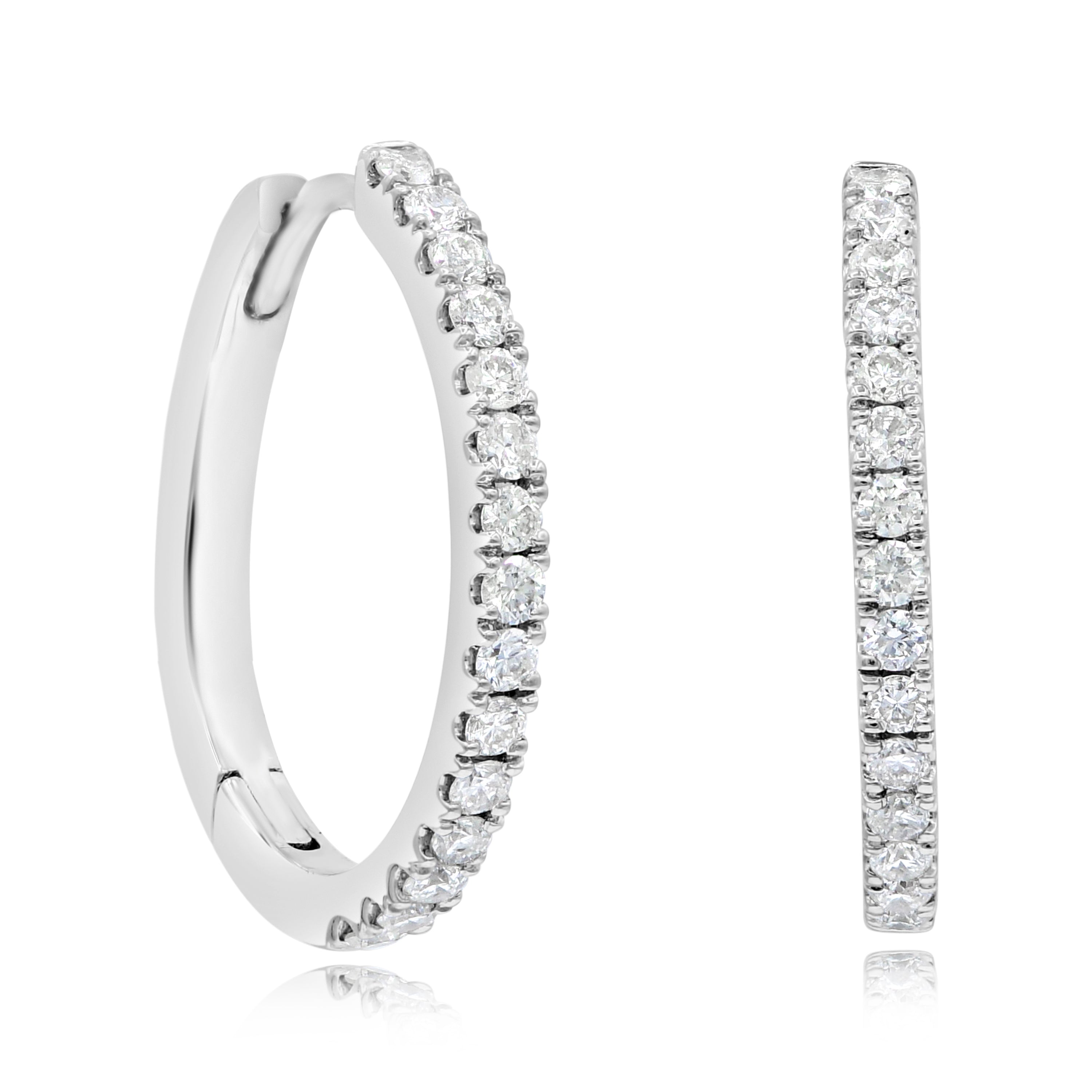 0.32 ct. Diamond 14K White Gold Hoop Earrings