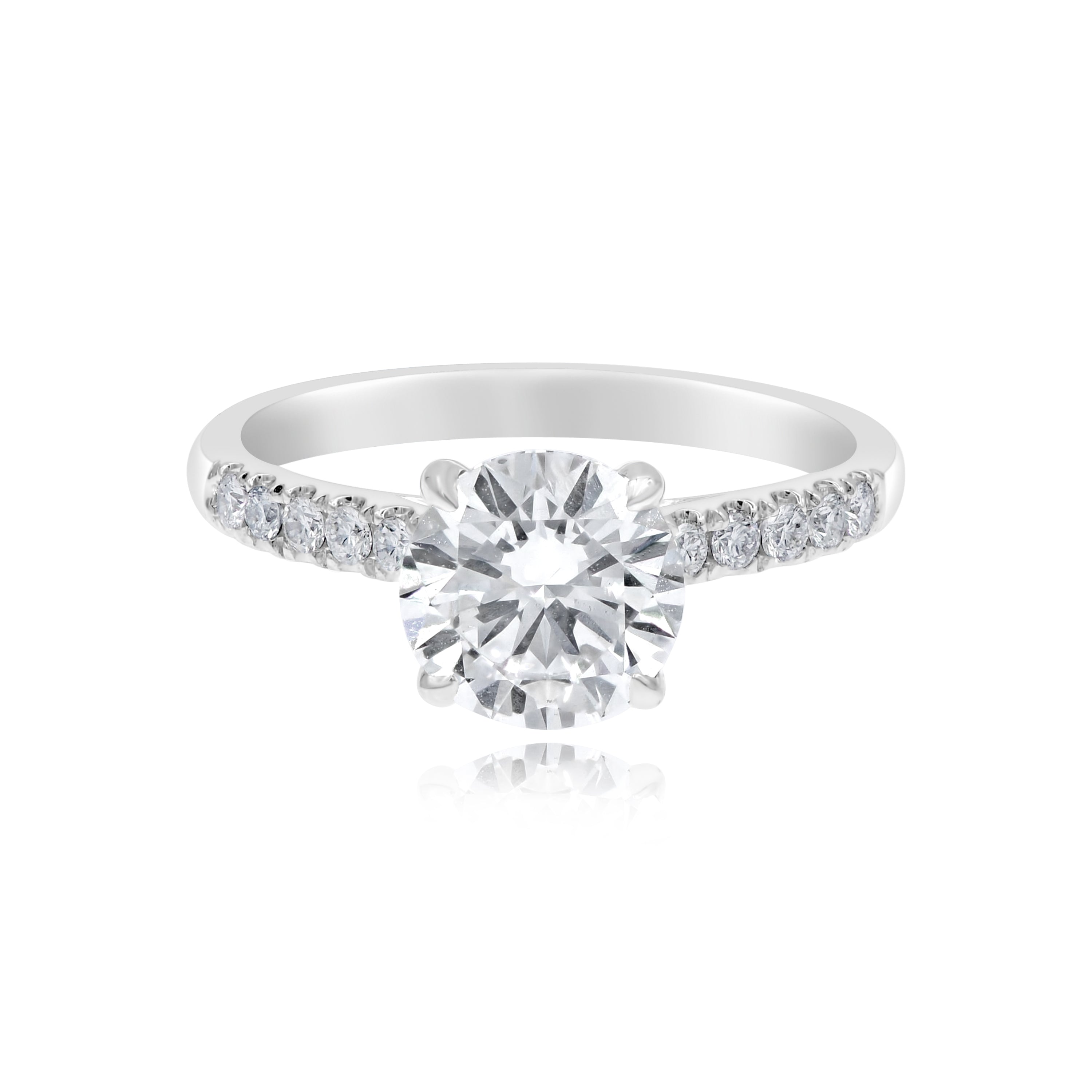 2.41 ct. Lab-Grown Diamond 14K White Gold Round Classic Hidden Halo Pave Ring