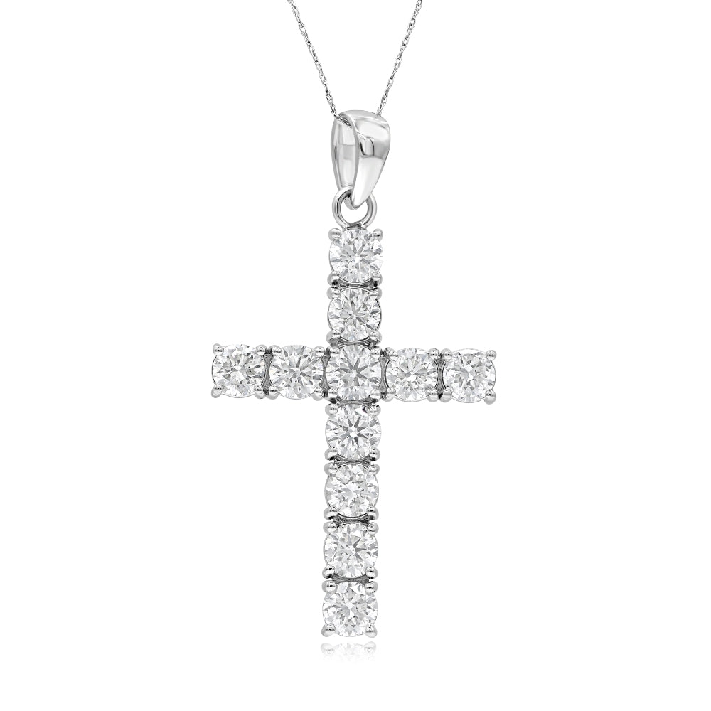 5.39 ct. Diamond 18K White Gold Cross Pendant