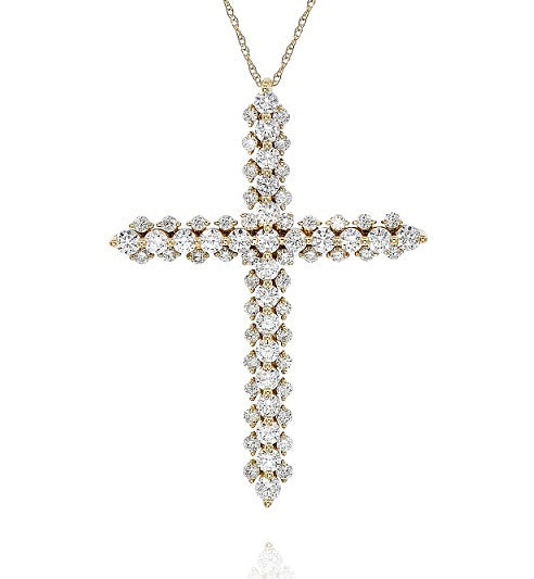 1.48 ct. Diamond 14K Yellow Gold Cross Pendant