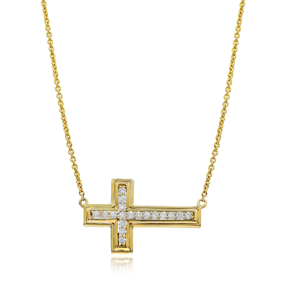 0.21 ct. Diamond 14K Yellow Gold Cross Pendant