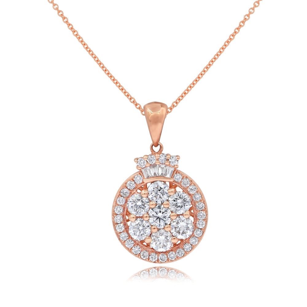 1.75 ct. Diamond 14K Rose Gold Circle Pendant