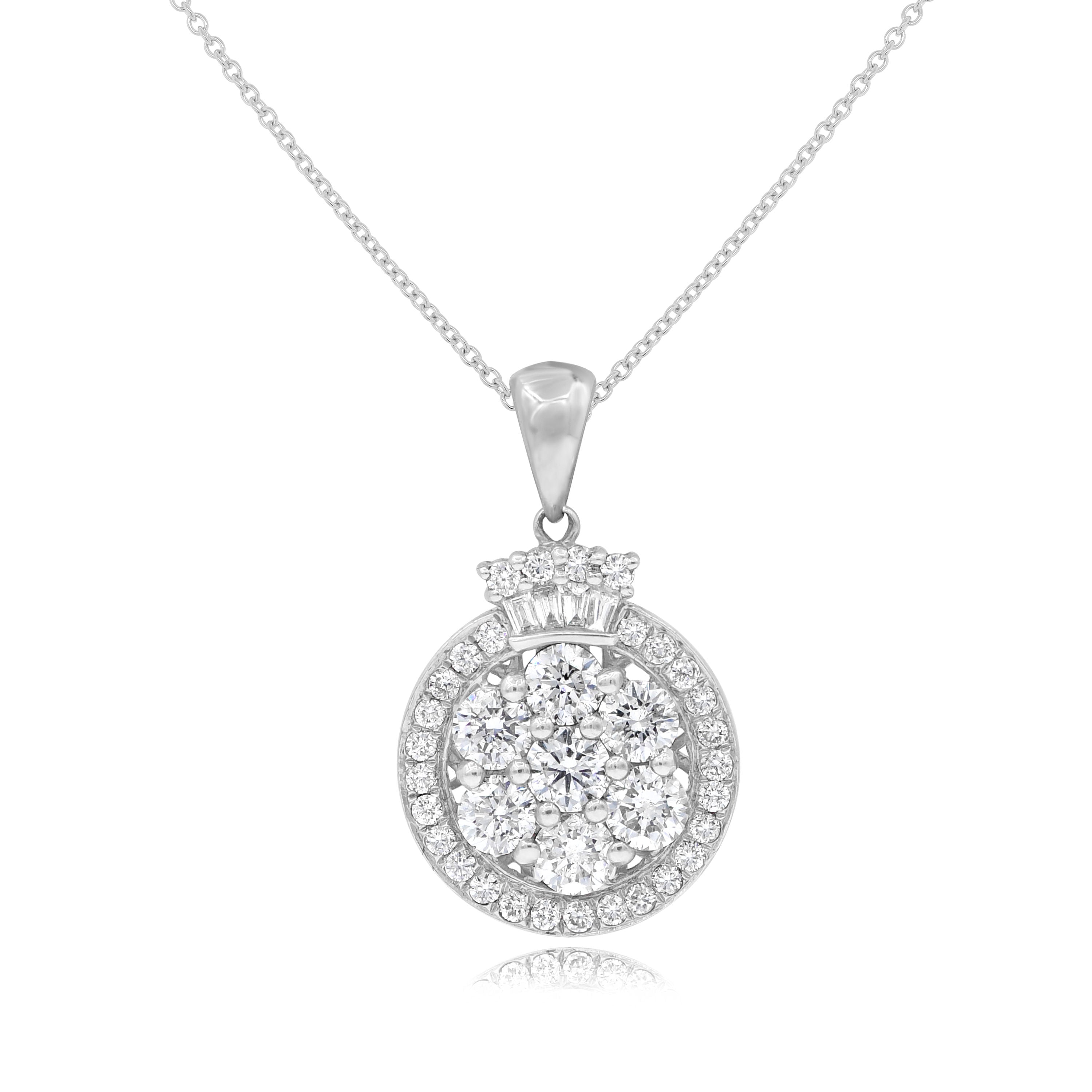 1.80 ct. Diamond 14K White Gold Circle Pendant