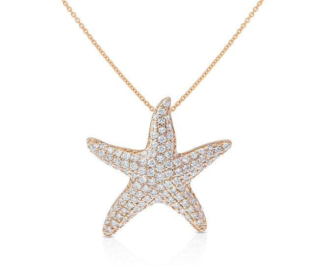 2 ct. Diamond 14K Rose Gold Starfish Pendant