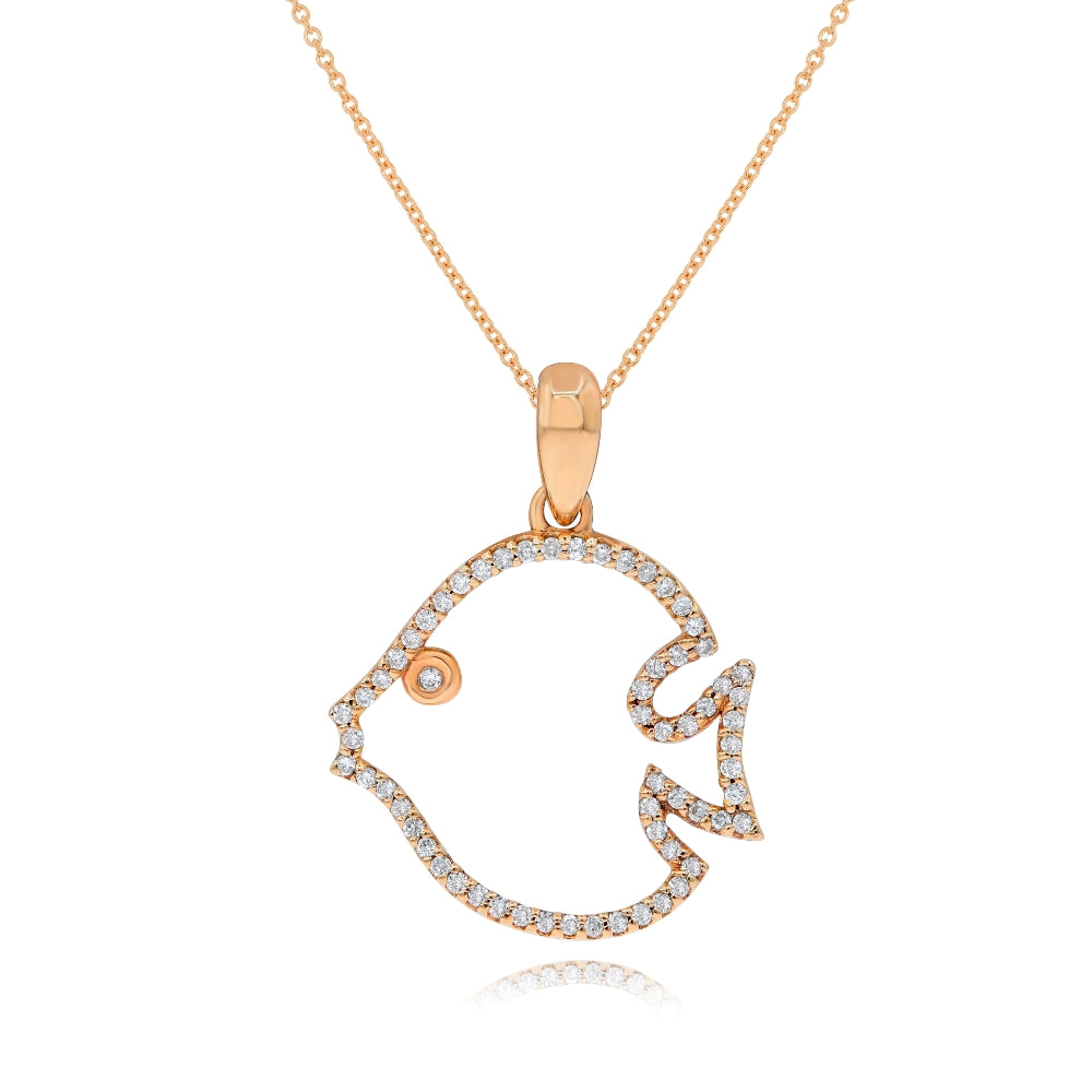 0.2 ct. Diamond 14K Rose Gold Fish Pendant