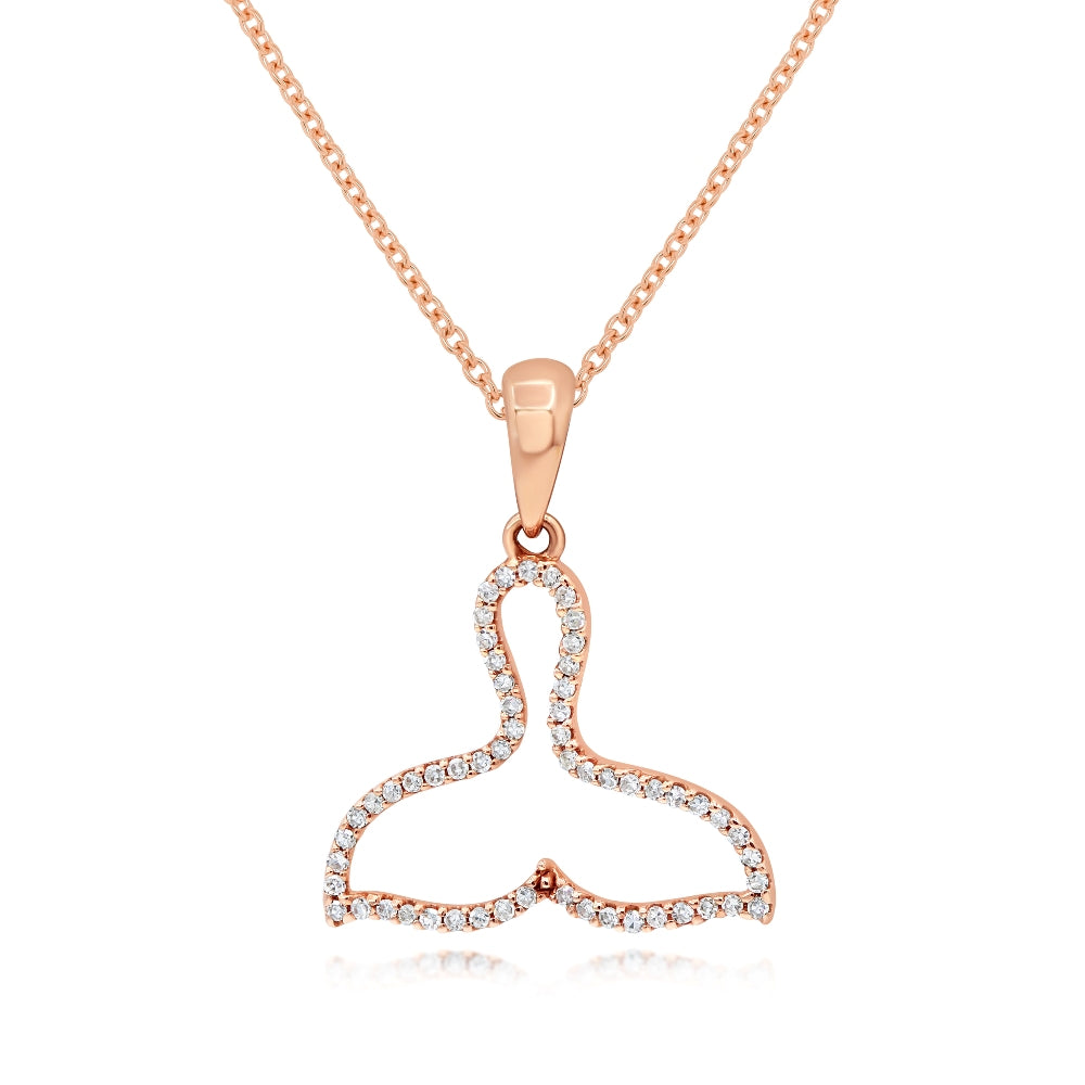 0.18 ct. Diamond 14K Rose Gold Whale Tail Hollow Pendant