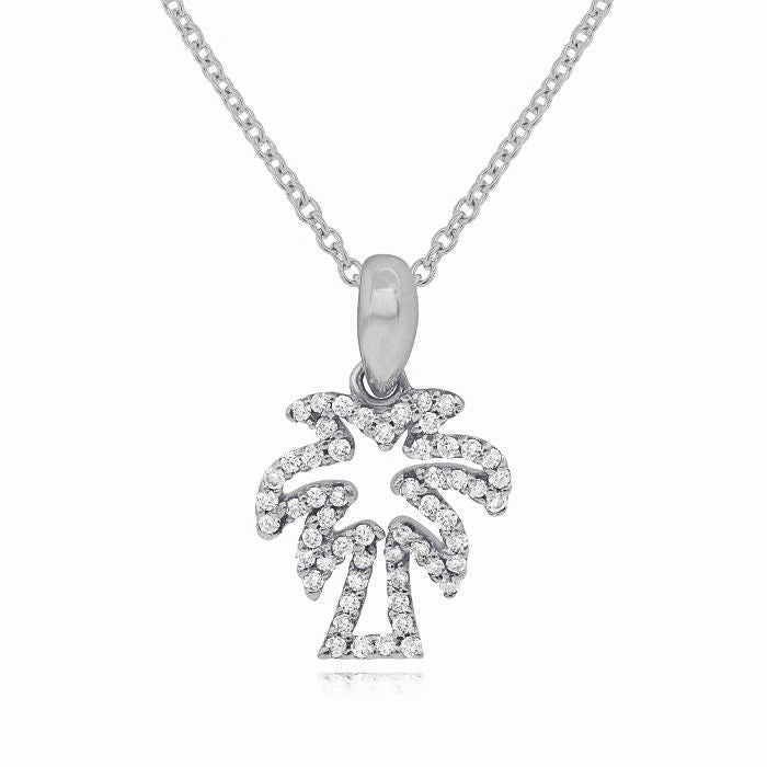 0.24 ct. Diamond 14K White Gold Palm Tree Pendant