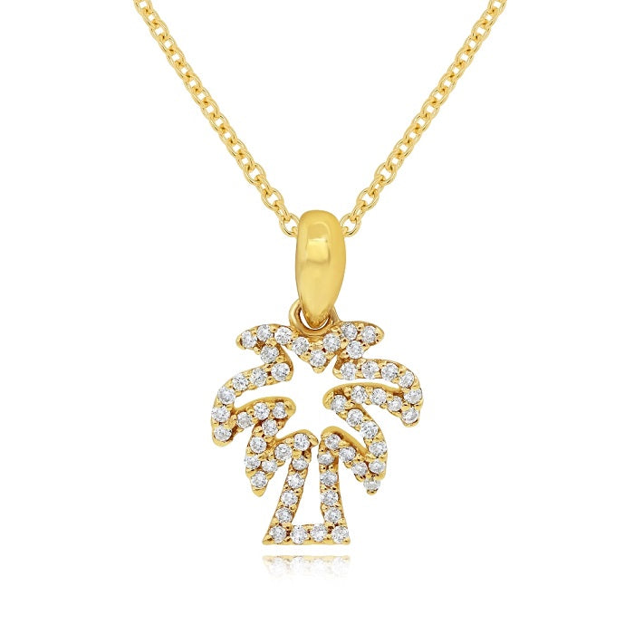 0.24 ct. Diamond 14K Yellow Gold Palm Tree Pendant