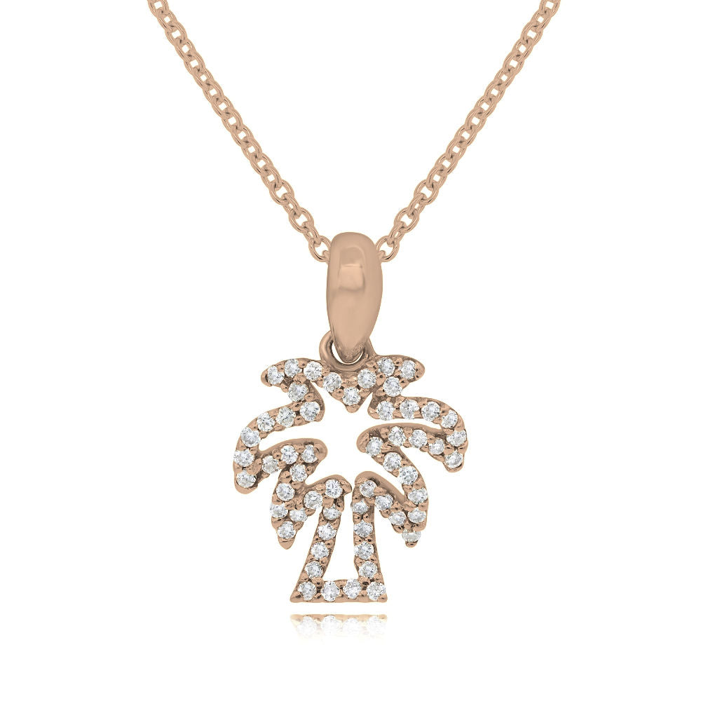 0.24 ct. Diamond 14K Rose Gold Palm Tree Pendant