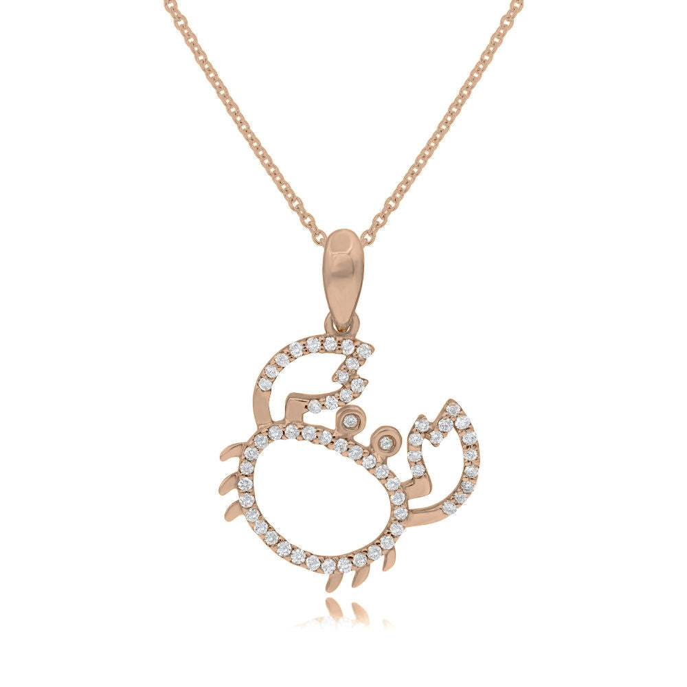 0.25 ct. Diamond 14K Rose Gold Crab Pendant