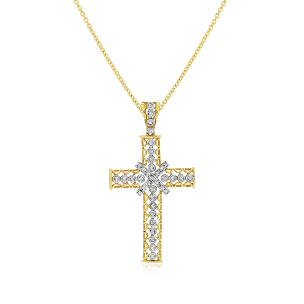 0.27 ct. Diamond 14K Yellow Gold Cross Pendant