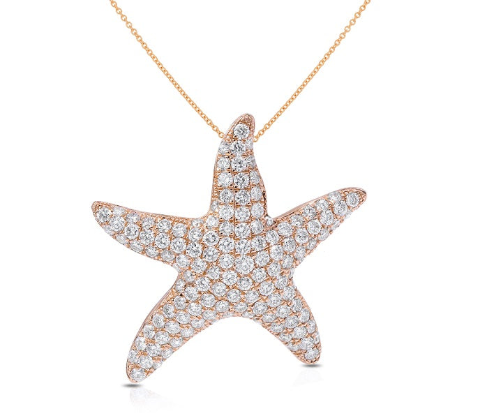 2.04 ct. Diamond 14K Rose Gold Starfish Pendant