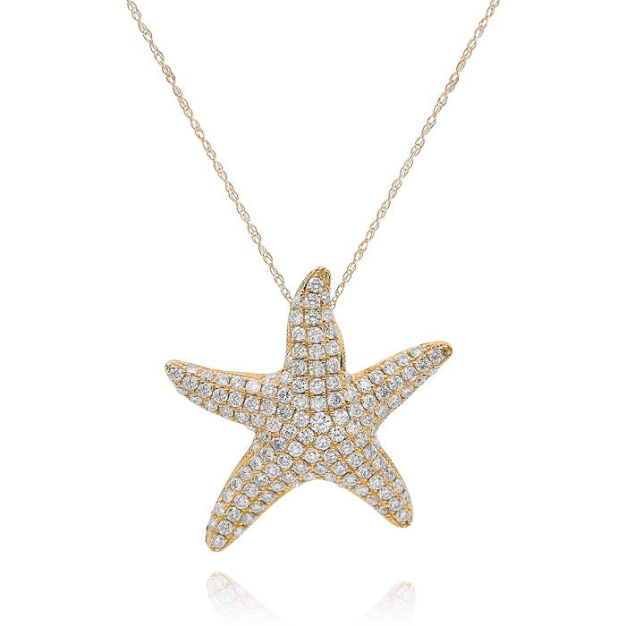 0.57 ct. Diamond 14K Yellow Gold Starfish Pendant