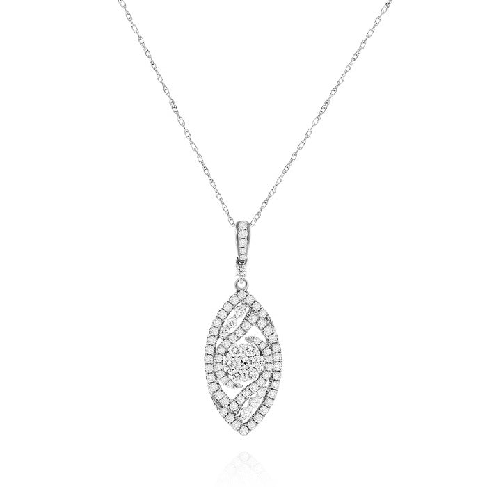 0.77 ct. Diamond 18K White Gold Marquise Shape Pendant