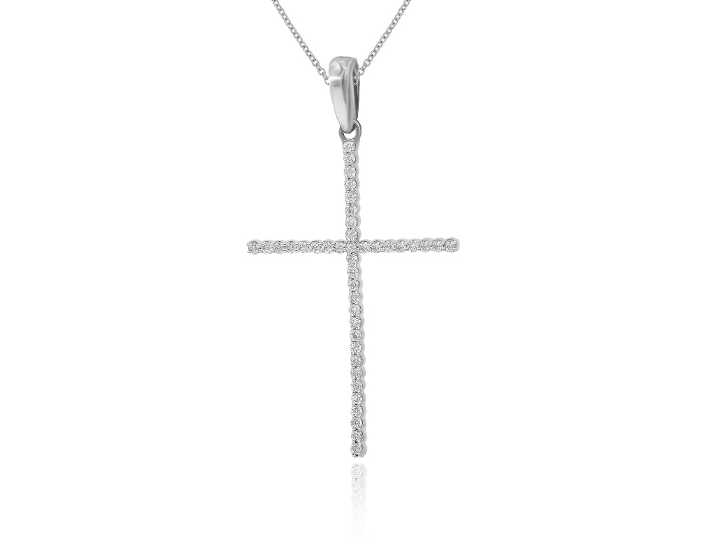 0.18 ct. Diamond 14K White Gold Cross Pendant