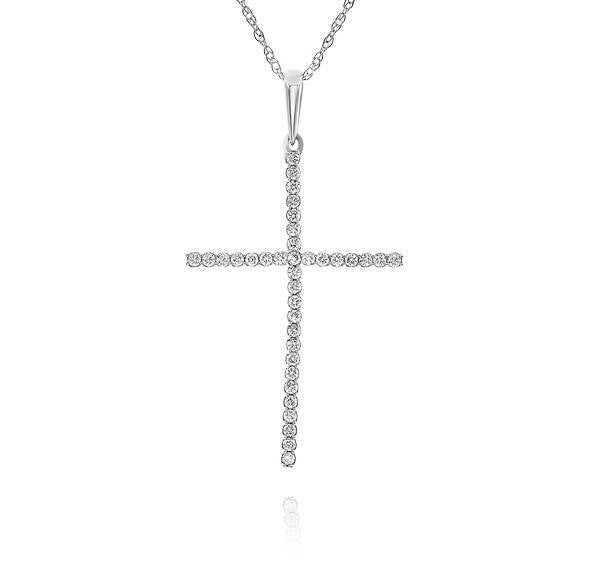 0.22 ct. Diamond 14K White Gold Cross Pendant