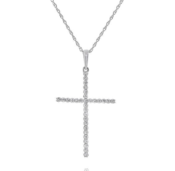 0.24 ct. Diamond 14K White Gold Cross Pendant