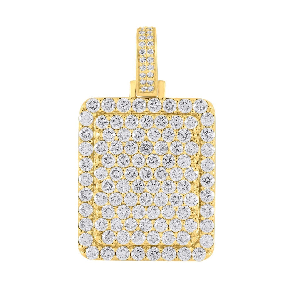 6.47 ct. Diamond 14K Yellow Gold Dog Tag Fully Iced Out Pendant