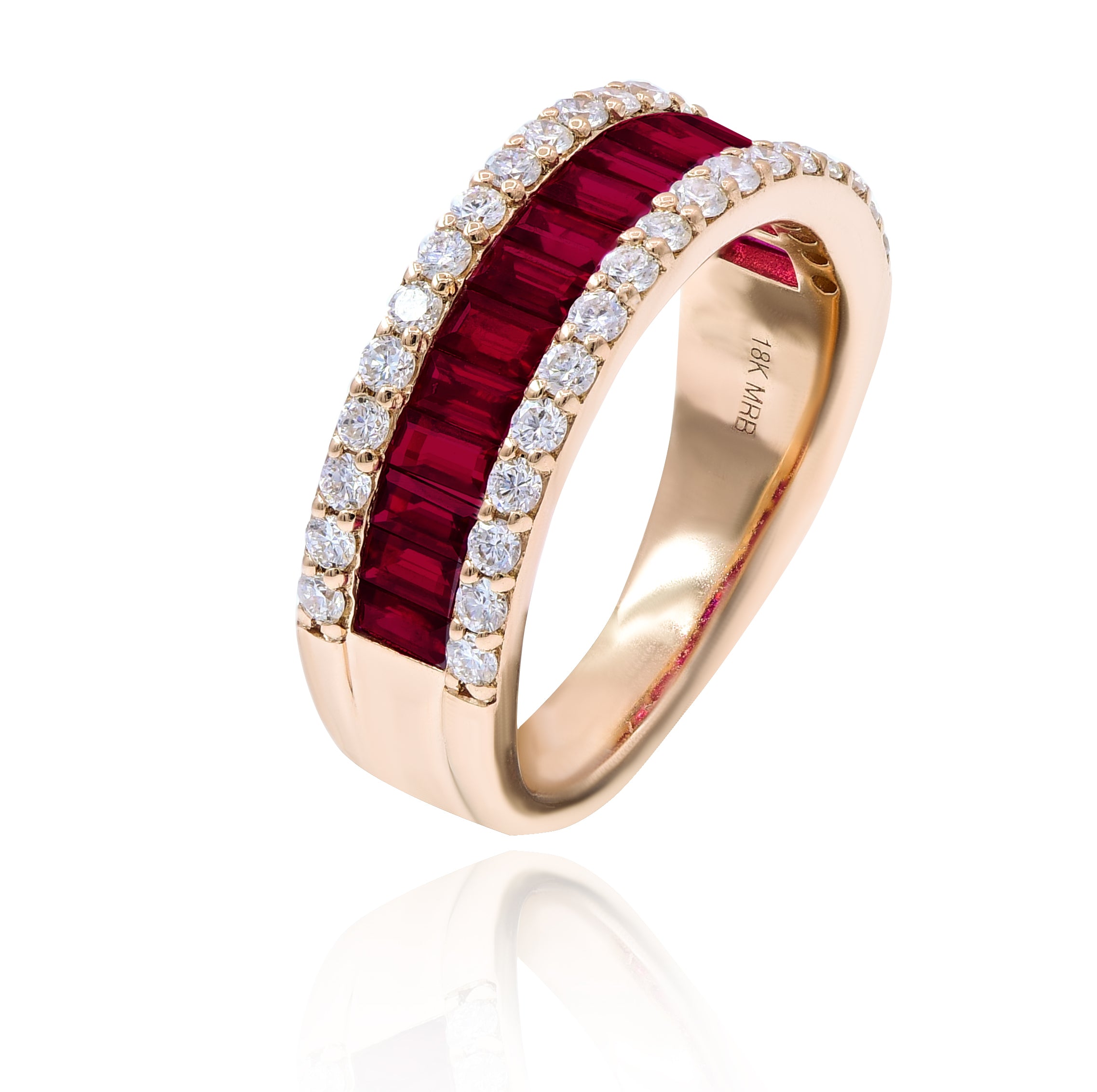 1.73 ct. Ruby & 0.62 ct. Diamond 18K Rose Gold Half Eternity Band