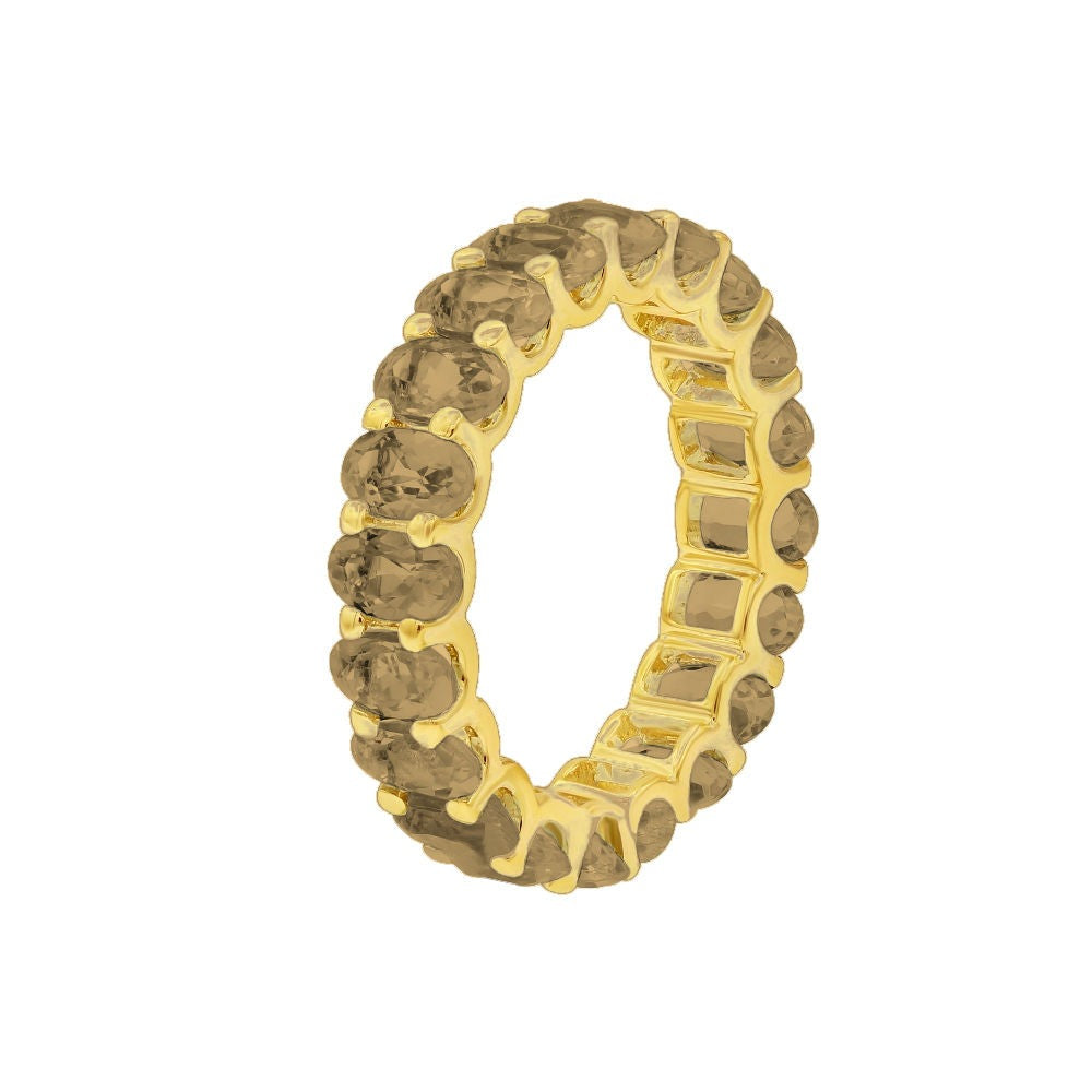 4.21 ct. Citrine 14K Yellow Gold Eternity Band Size 6