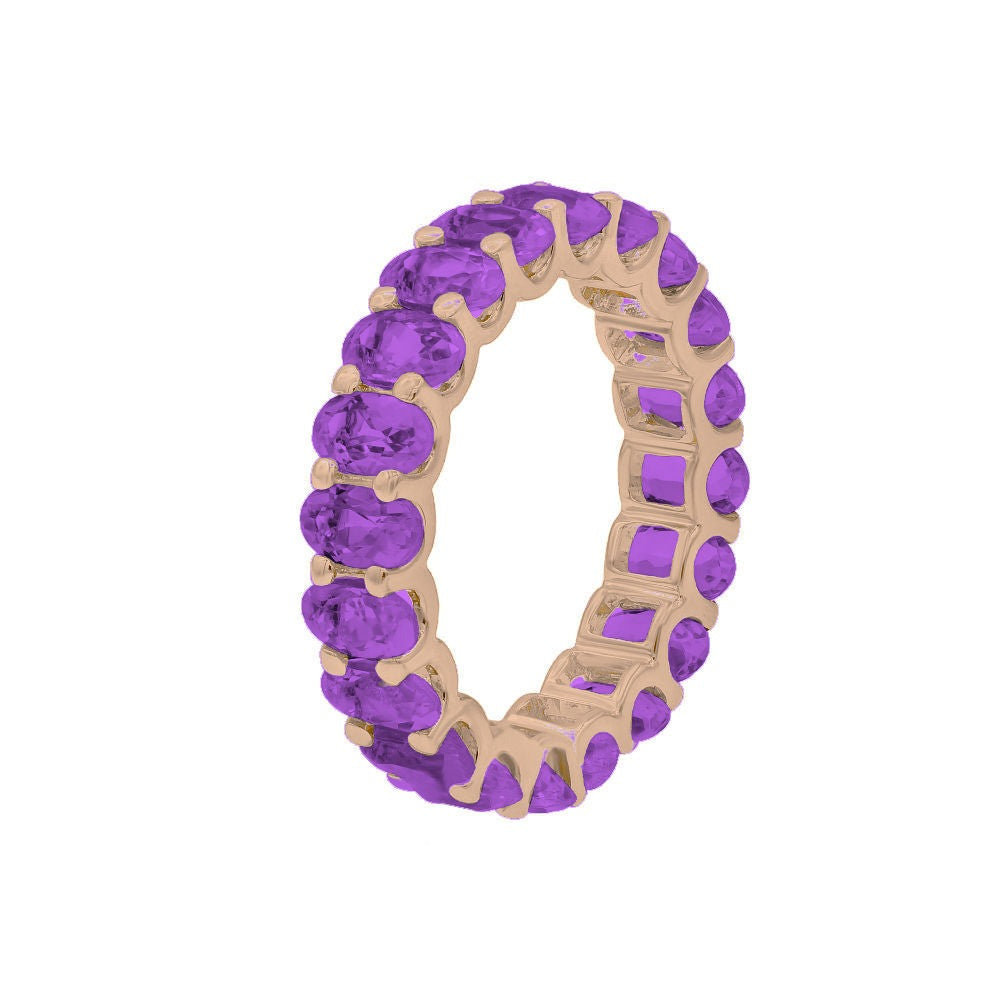 4.58 ct. Amethyst 14K Rose Gold Eternity Band