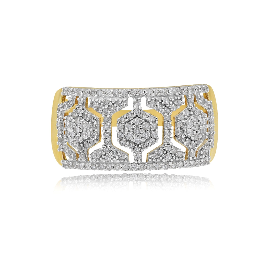 0.55 ct. Diamond 14K Yellow Gold Hexagon Openwork Band