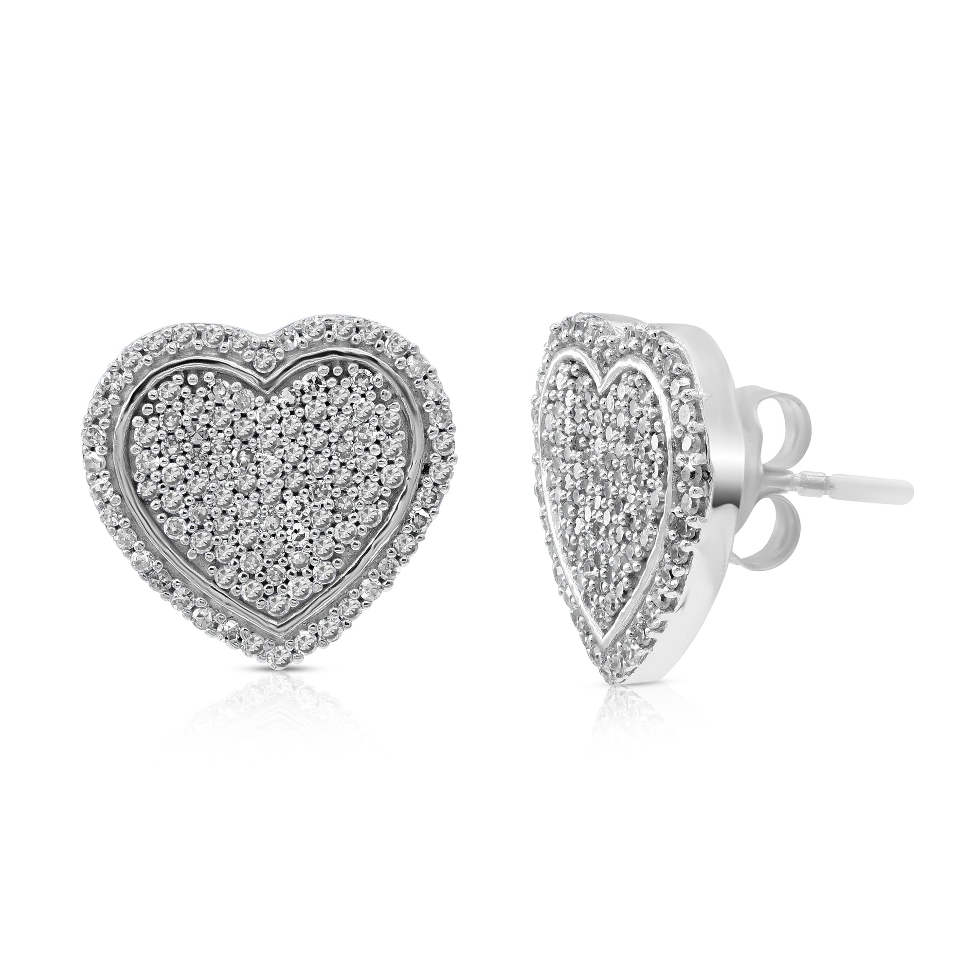 0.66 ct. Diamond 14K White Gold Heart Stud Earrings