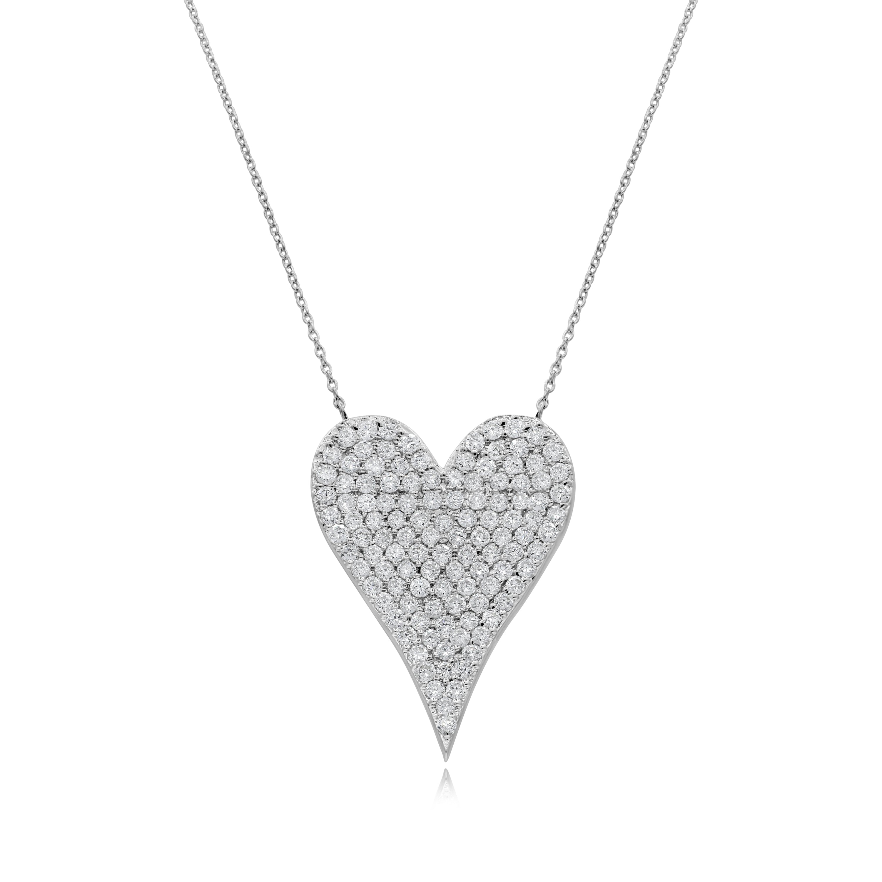 1.67 ct. Diamond 18K White Gold Heart Necklace 18"