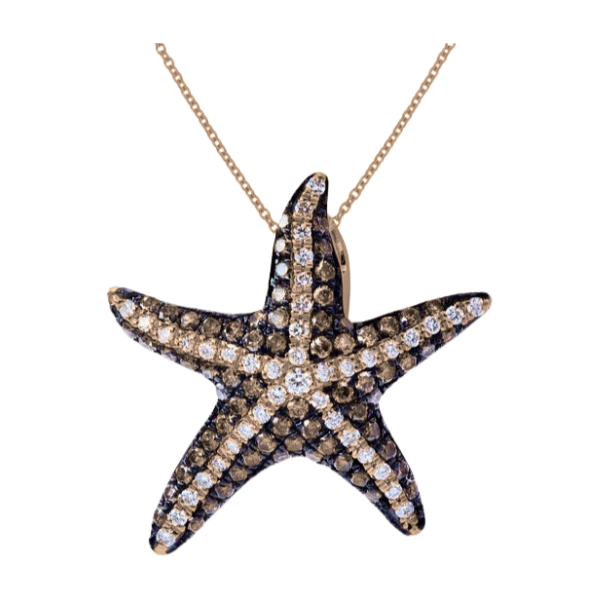 1.38 ct. Brown Diamond & 0.67 ct. Diamond 14K Rose Gold Starfish Pendant