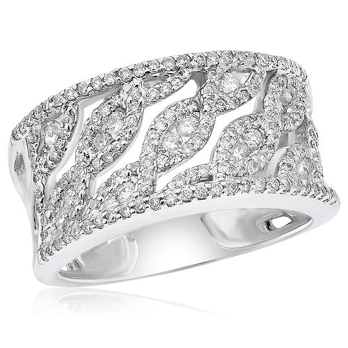 0.7 ct. Diamond 14K White Gold Openwork Wide Filigree Ring