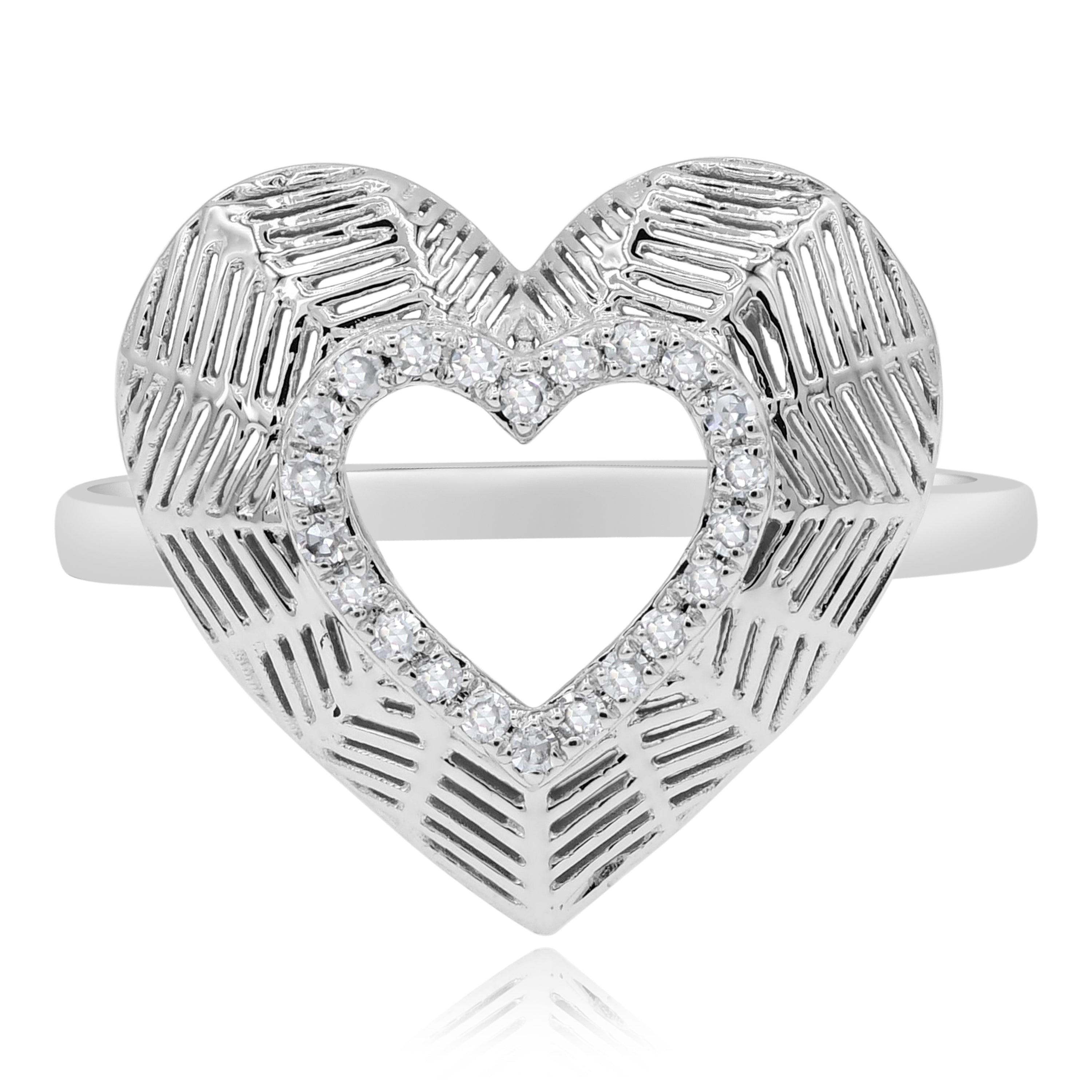 0.11 ct. Diamond 14K White Gold Halo Heart Ring