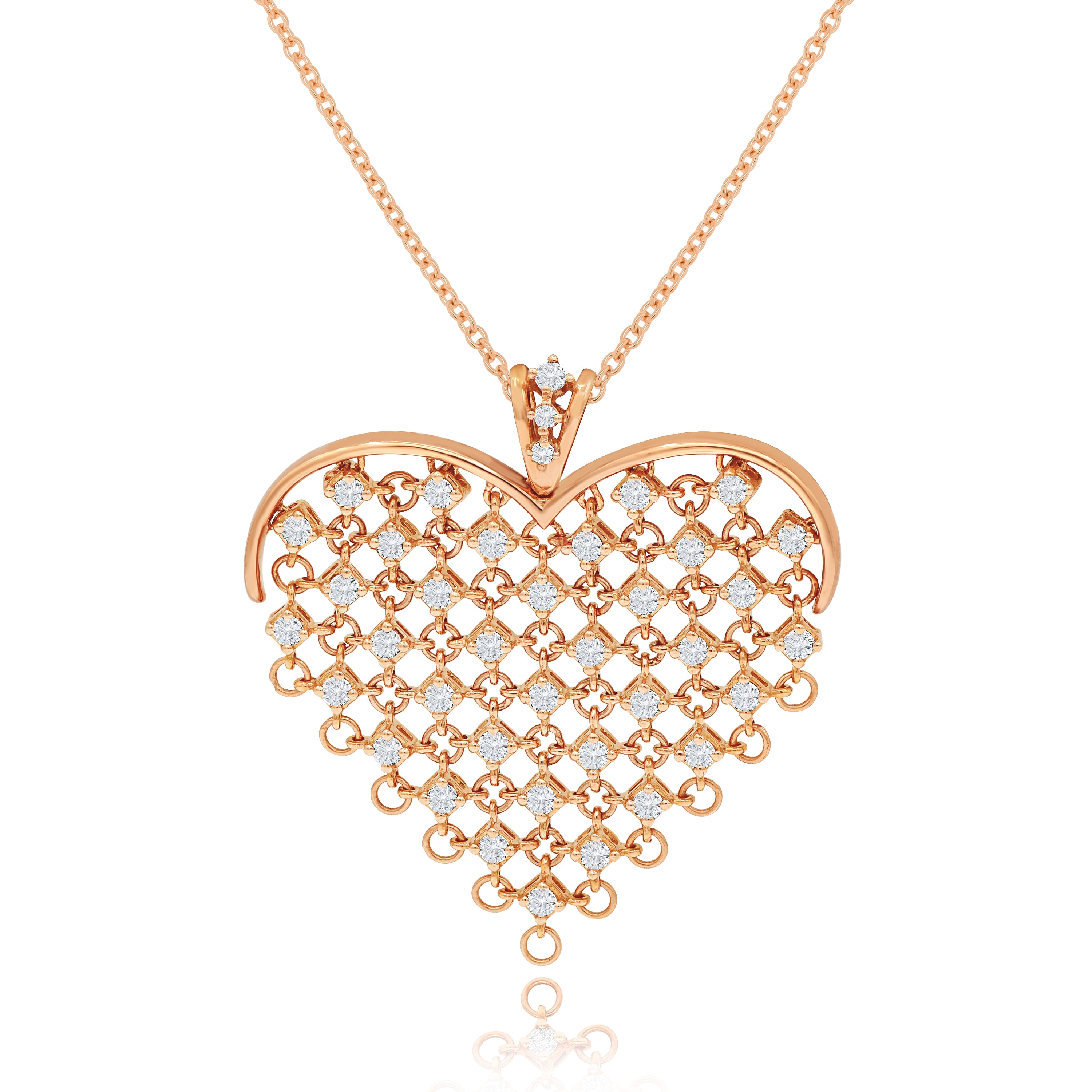 1.57 ct. Diamond 18K Rose Gold Heart Pendant