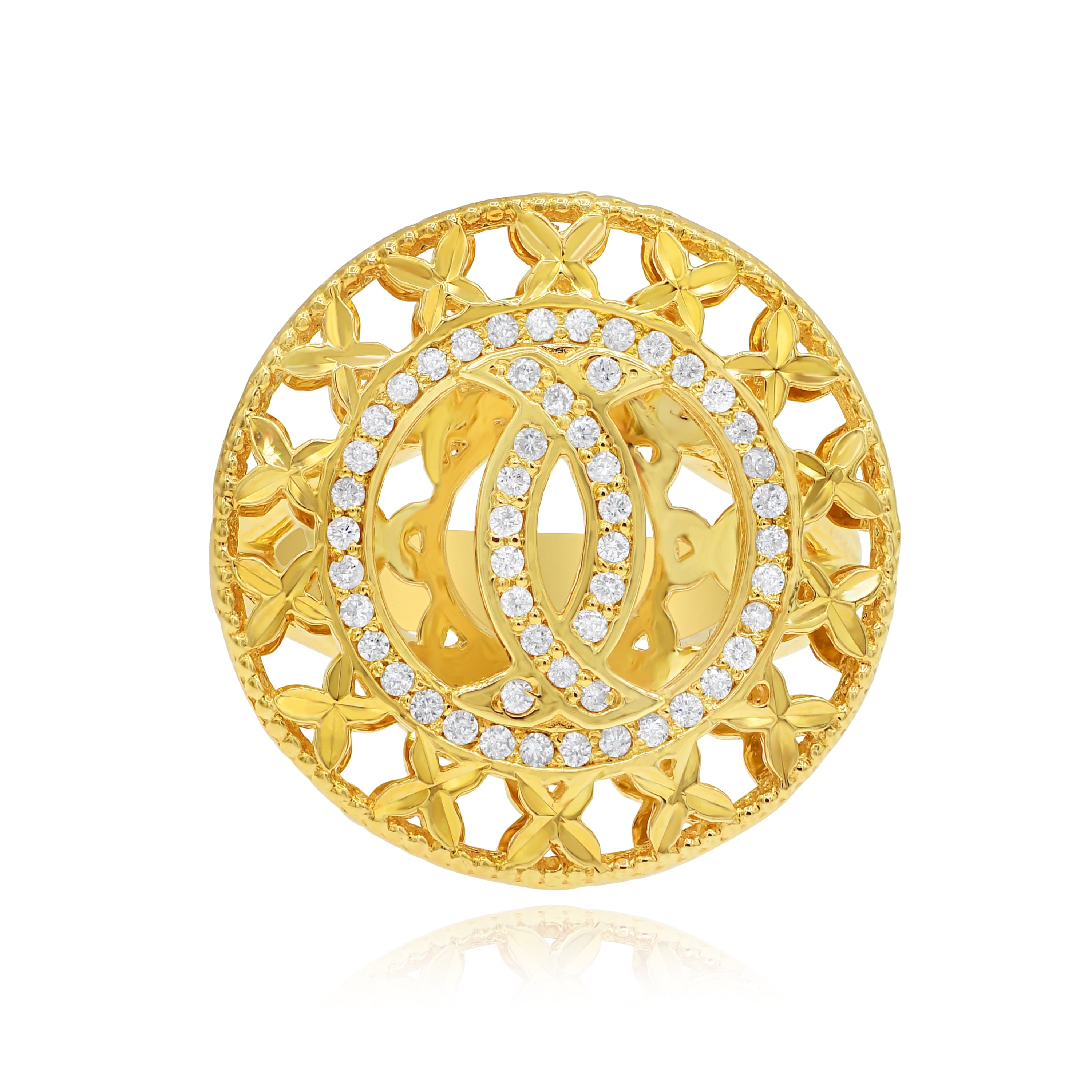 0.24 ct. Diamond 18K Yellow Gold Hypnotic Floral Cocktail Ring