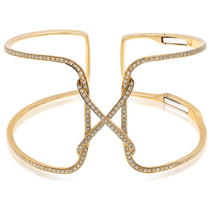 0.75 ct. Diamond 18K Yellow Gold Torque Cuff Bracelet