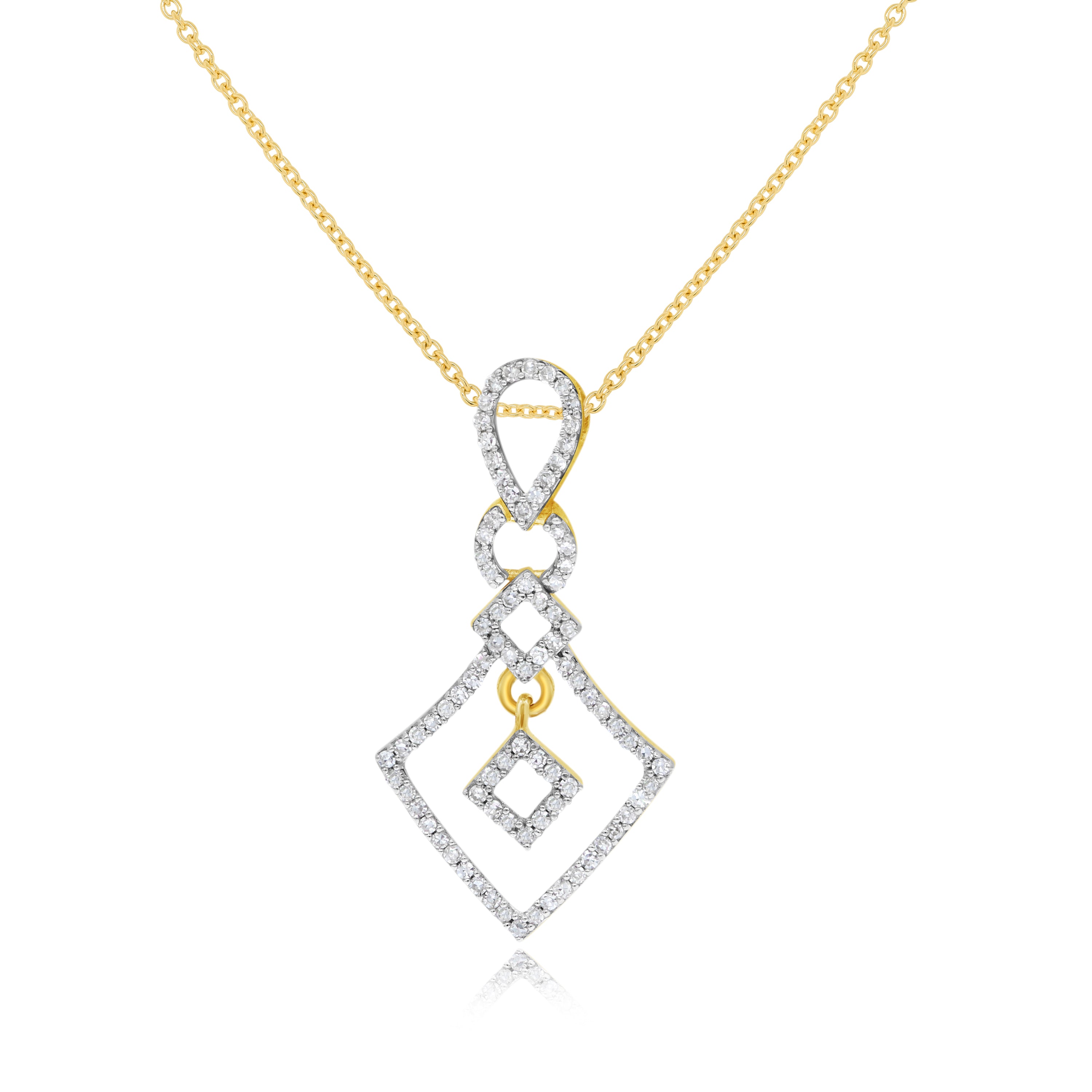 0.26 ct. Diamond 14K Yellow Gold Art Deco Drop Pendant