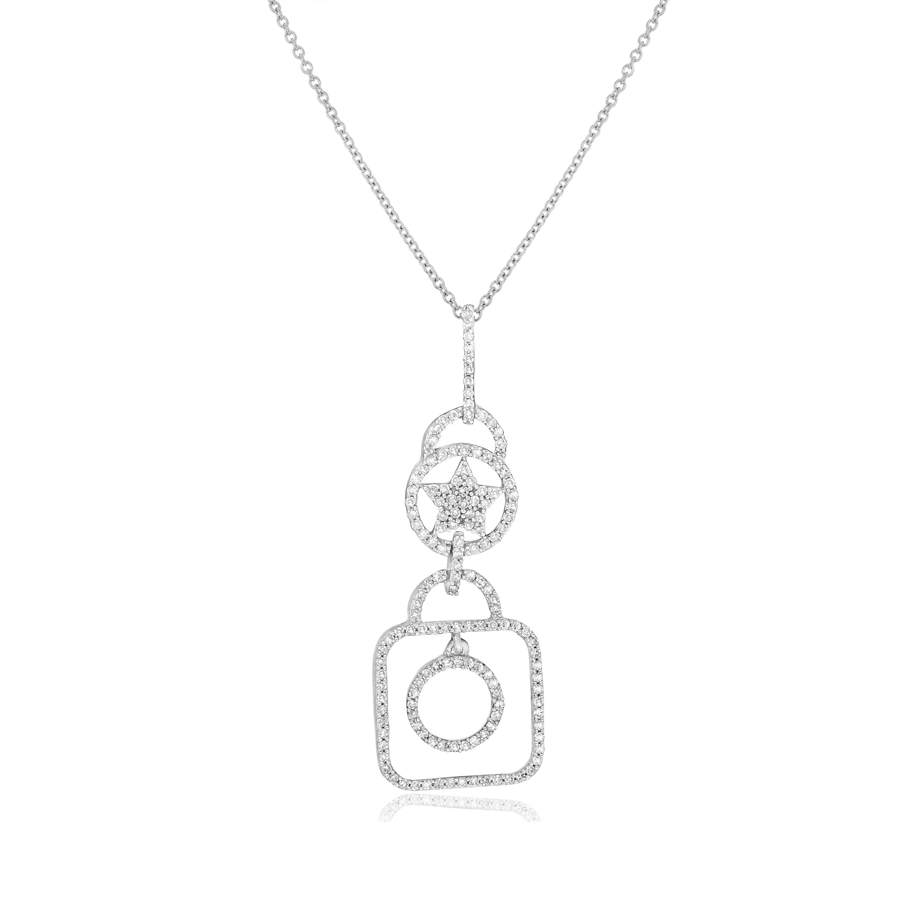 0.47 ct. Diamond 14K White Gold Square Drop Pendant