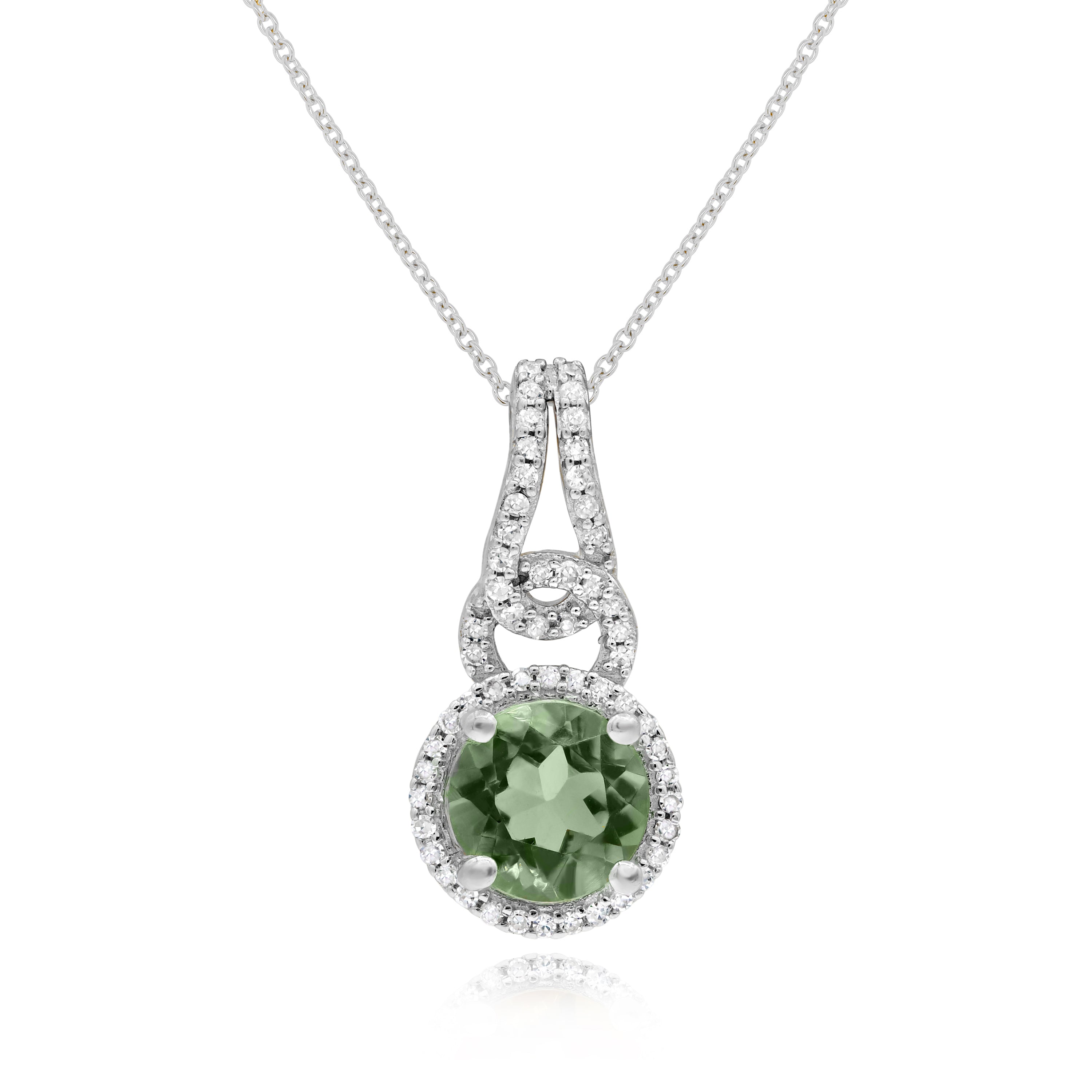 0.73 ct. Green Amethyst & 0.13 ct. Diamond 14K White Gold Pendant