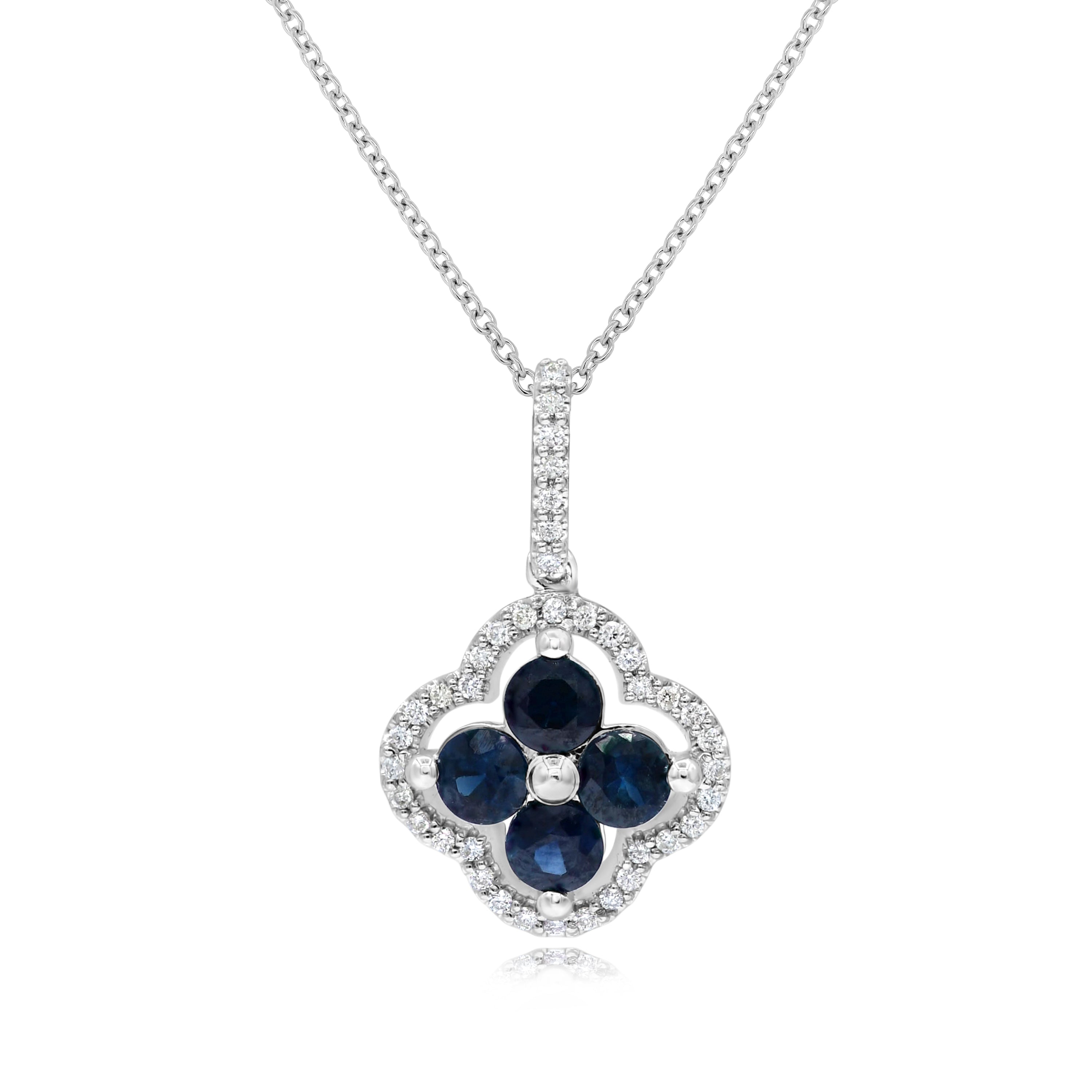 1.22 ct. Sapphire & 0.18 ct. Diamond 14K White Gold Clover Pendant