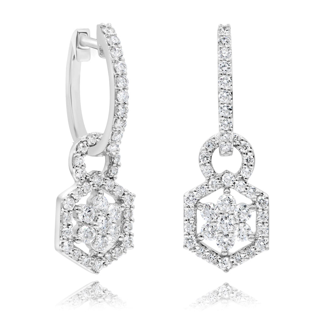 1.4 ct. Diamond 18K White Gold Lotus Dangle Earrings