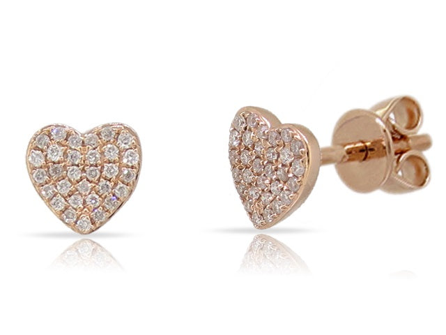 0.16 ct. Diamond 14K Rose Gold Heart Stud Earrings