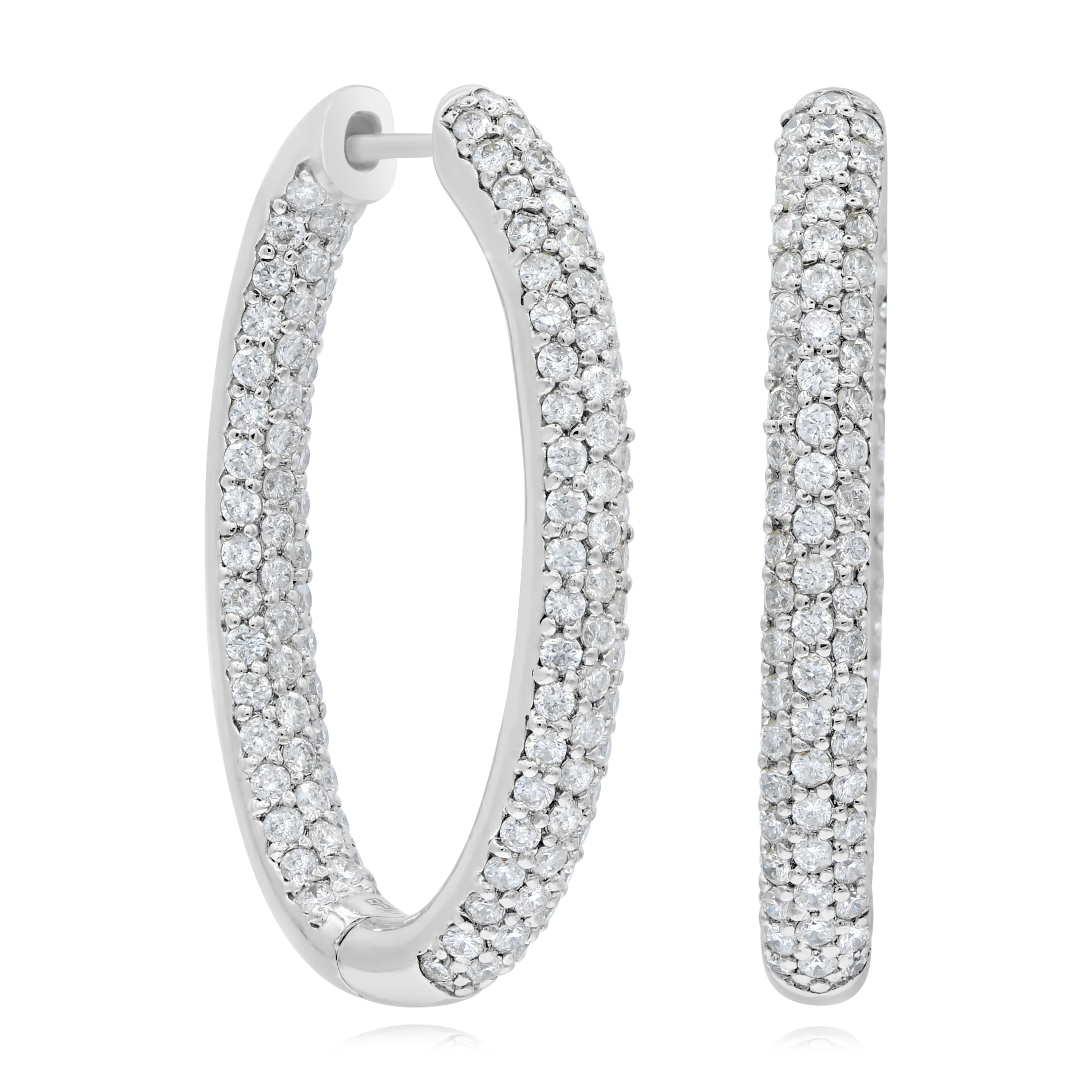 2.11 ct. Diamond 14K White Gold Mutli-Pave Hoop Earrings