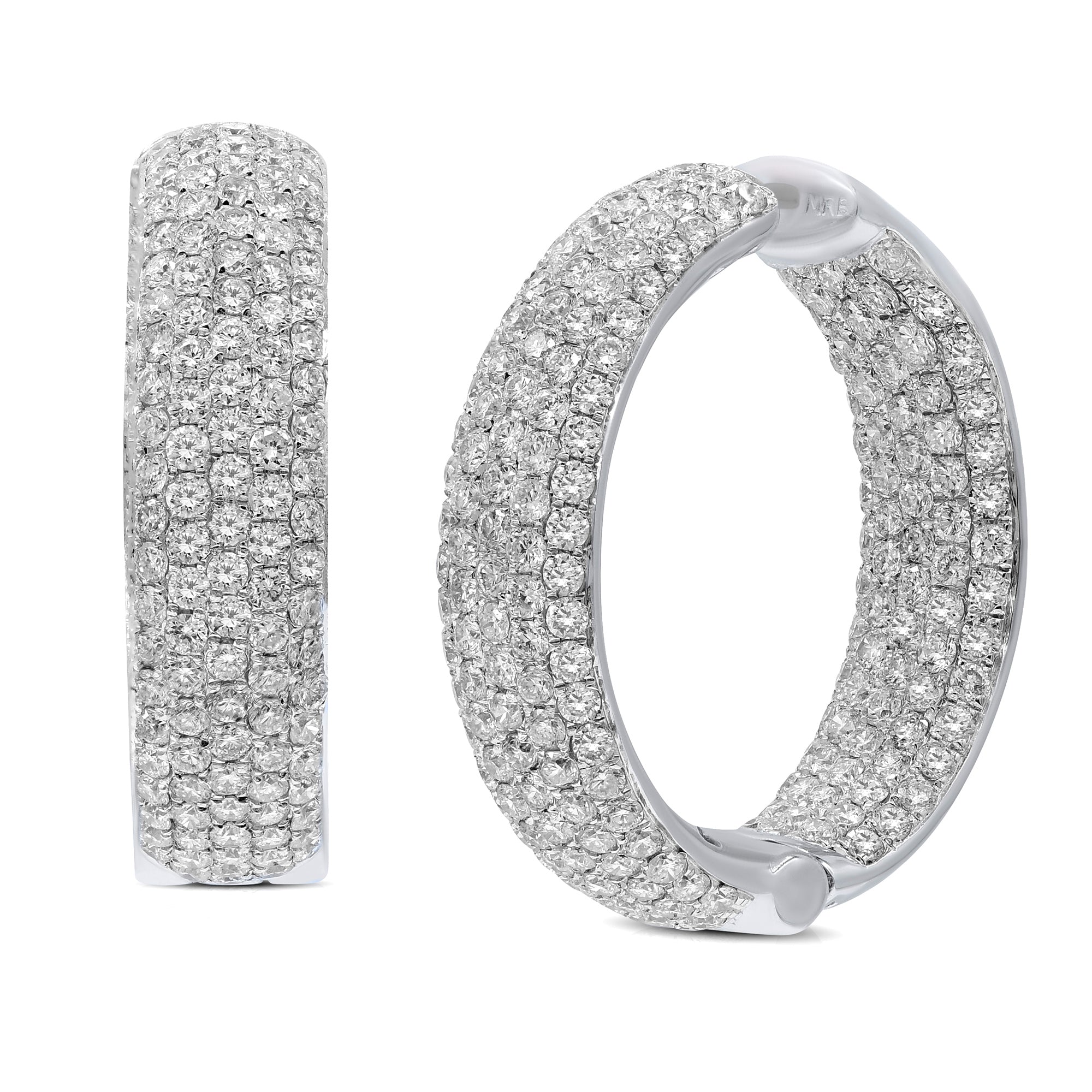 6.49 ct. Diamond 14K White Gold Multi-Pave Hoop Earrings