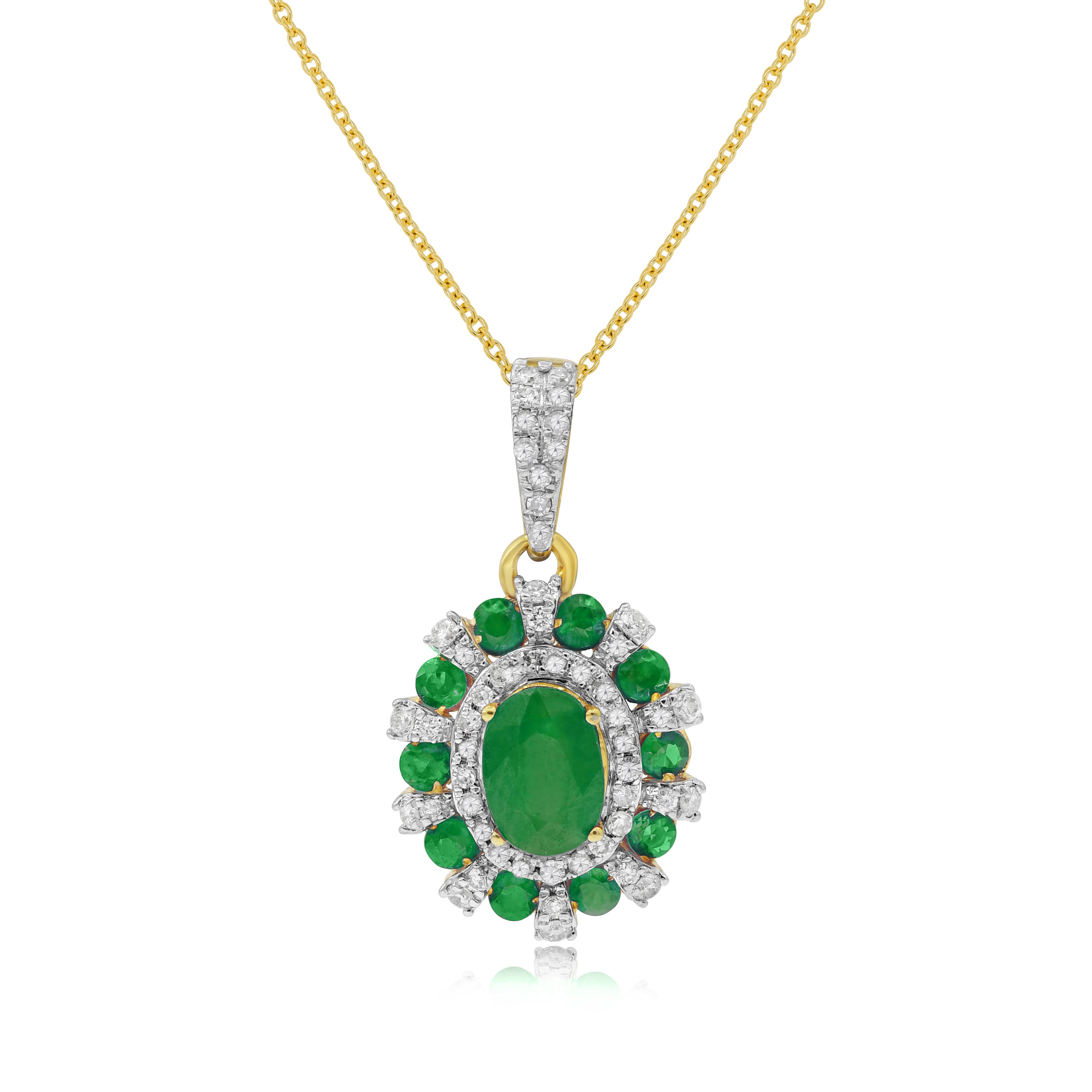 1.57 ct. Emerald & 0.31 ct. Diamond 14K Yellow Gold Medalion Pendant