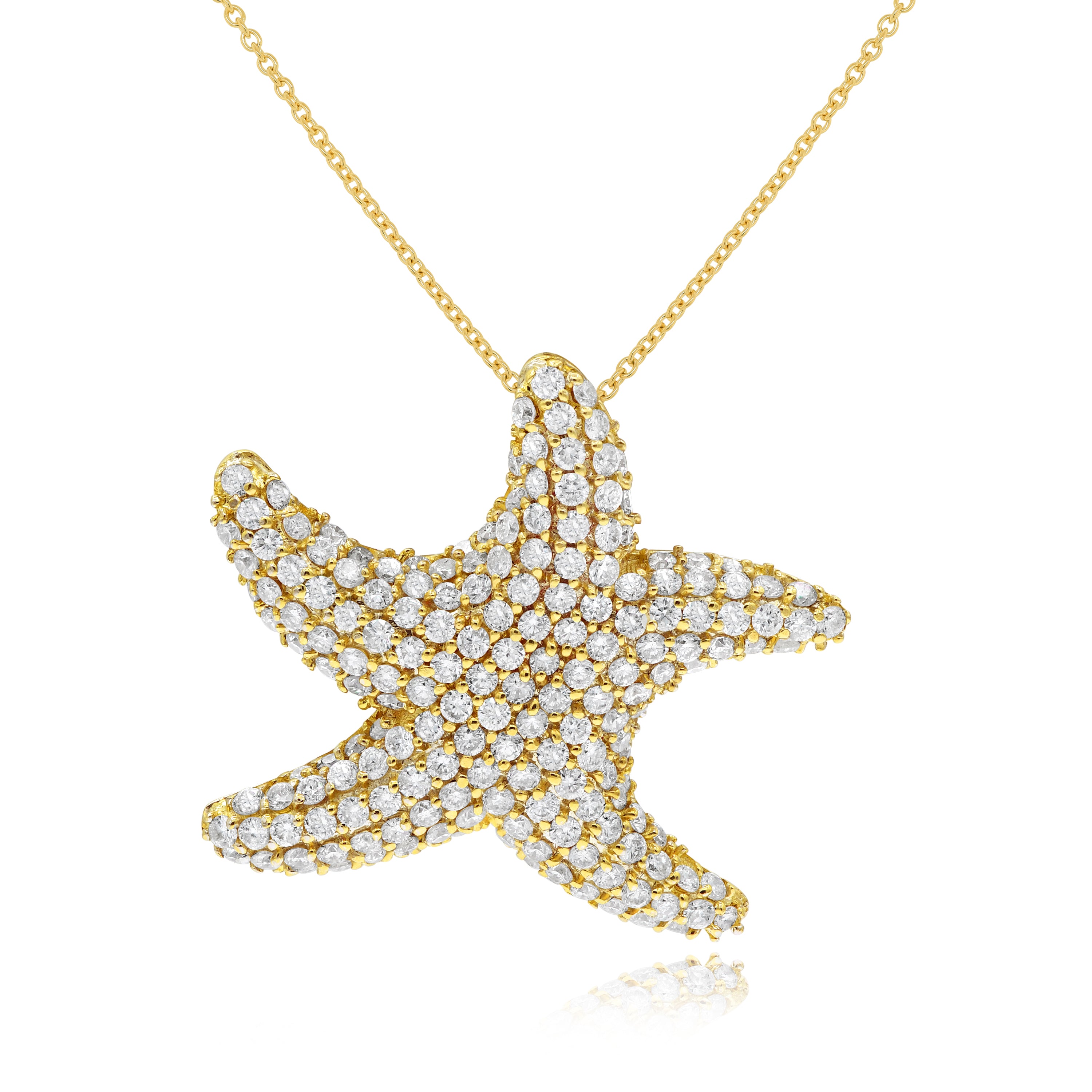 1.92 ct. Diamond 14K Yellow Gold Starfish Pendant