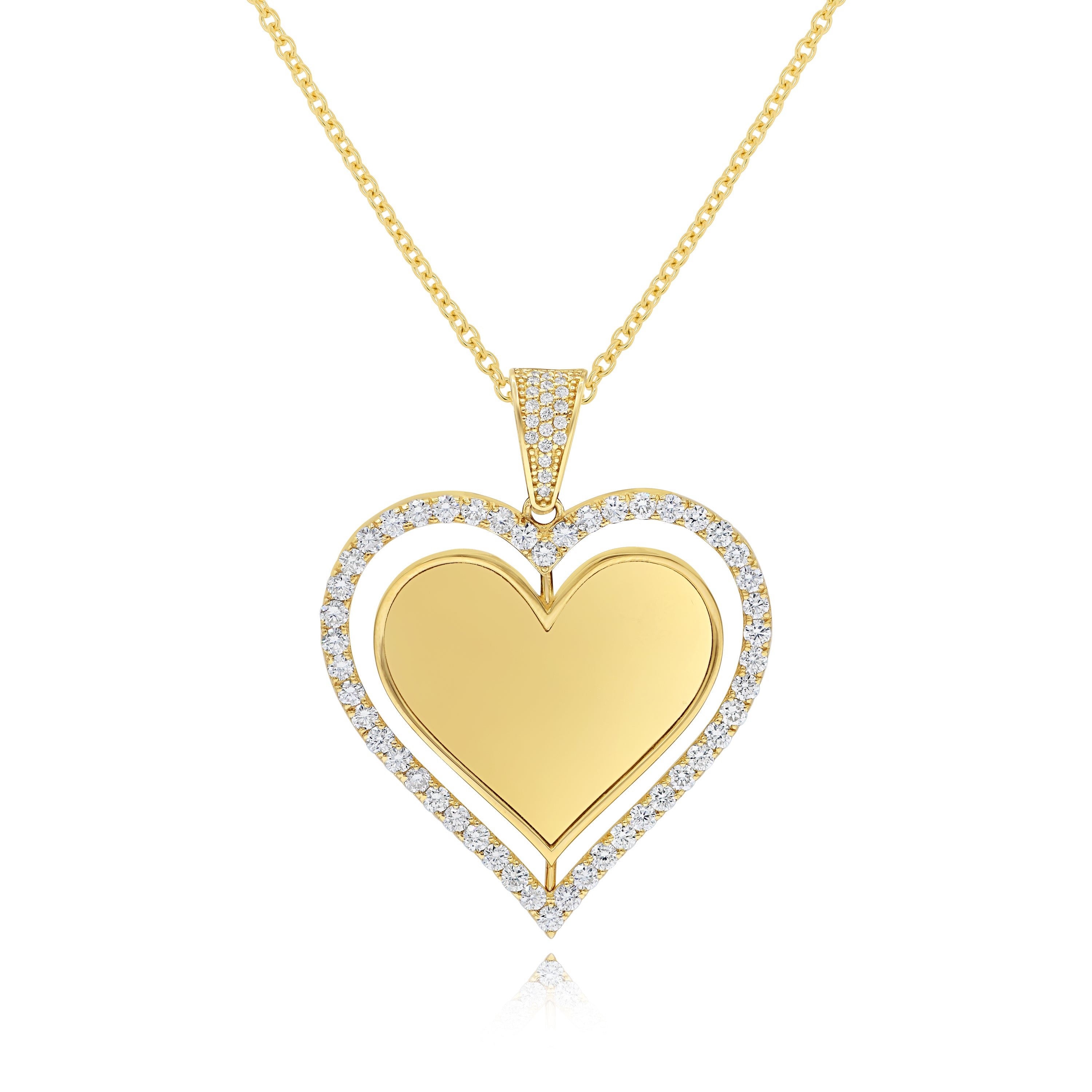 2.16 ct. Diamond 14K Yellow Gold Heart Pendant