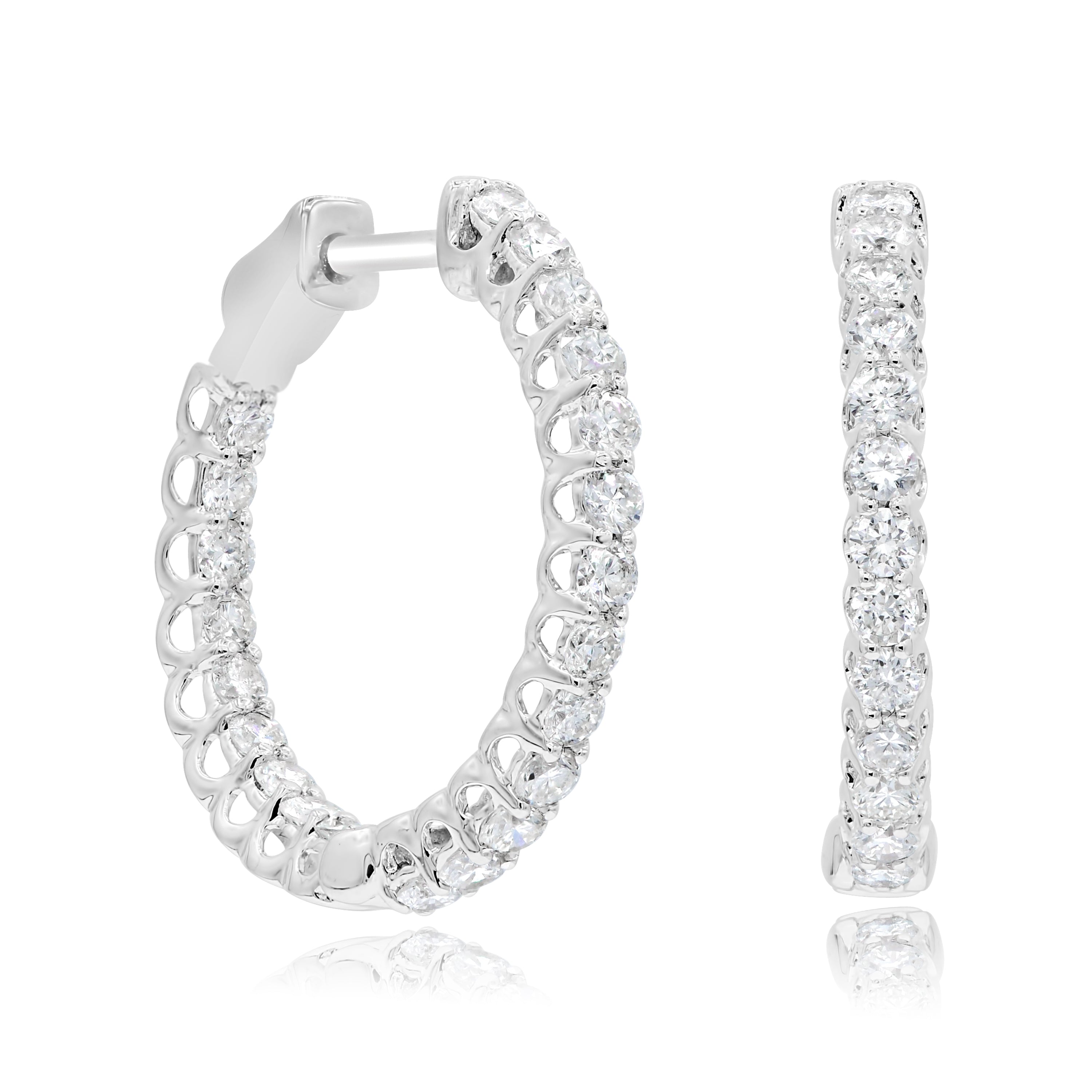 1.47 ct. Diamond 14K White Gold Hoop Earrings