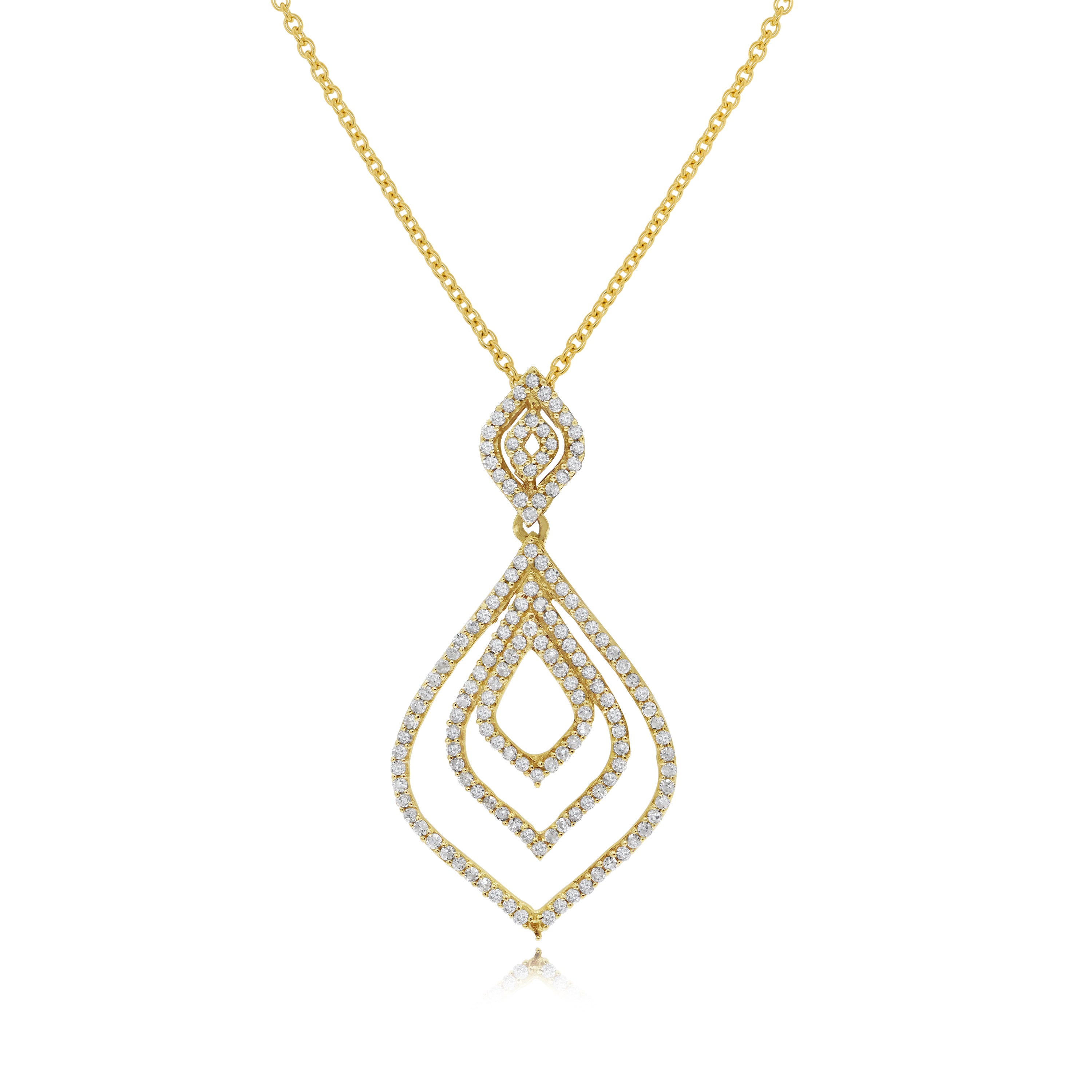 0.44 ct. Diamond 14K Yellow Gold 3D Classic Multi Teardrop Pendant