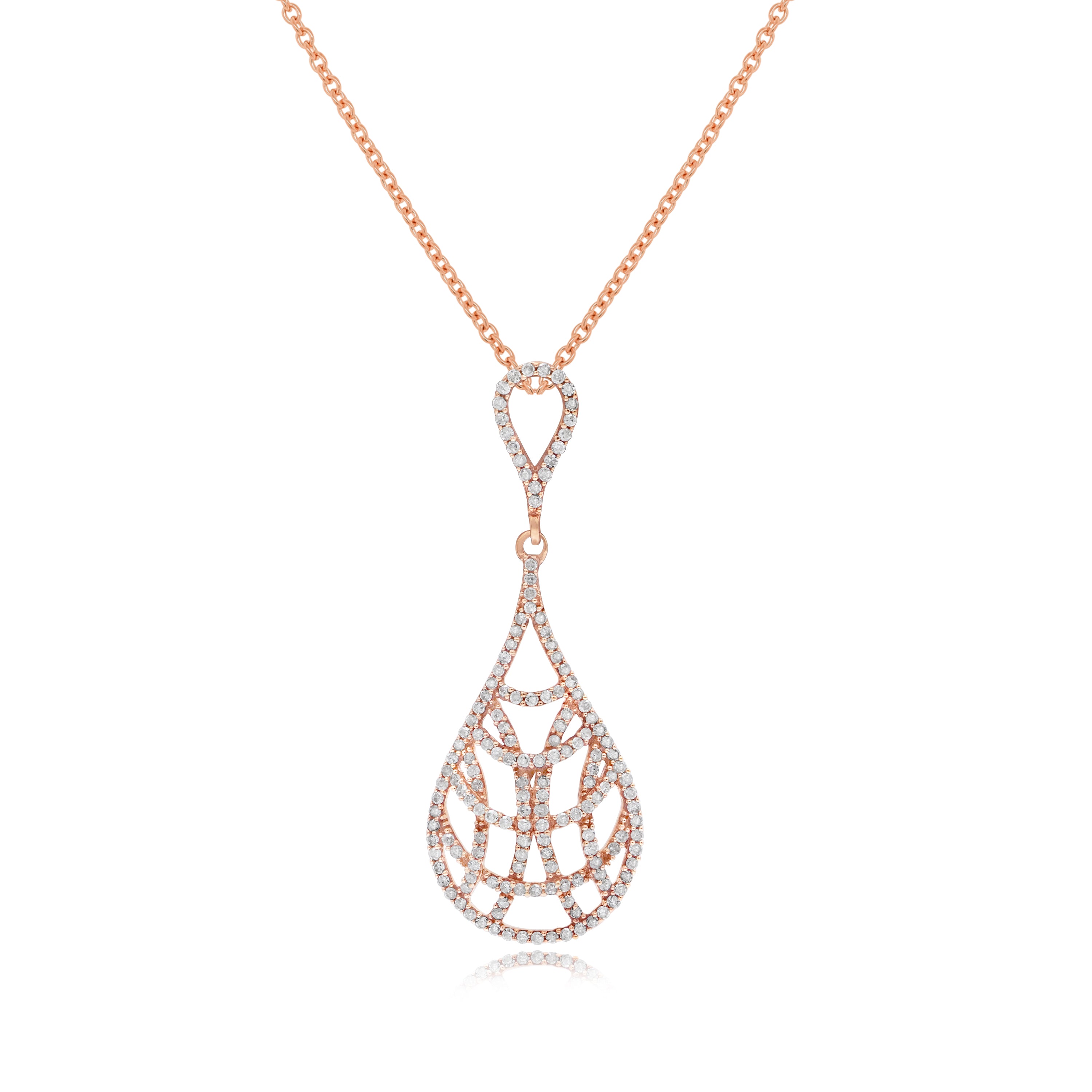 0.5 ct. Diamond 14K Rose Gold 3D Classic Teardrop Pendant