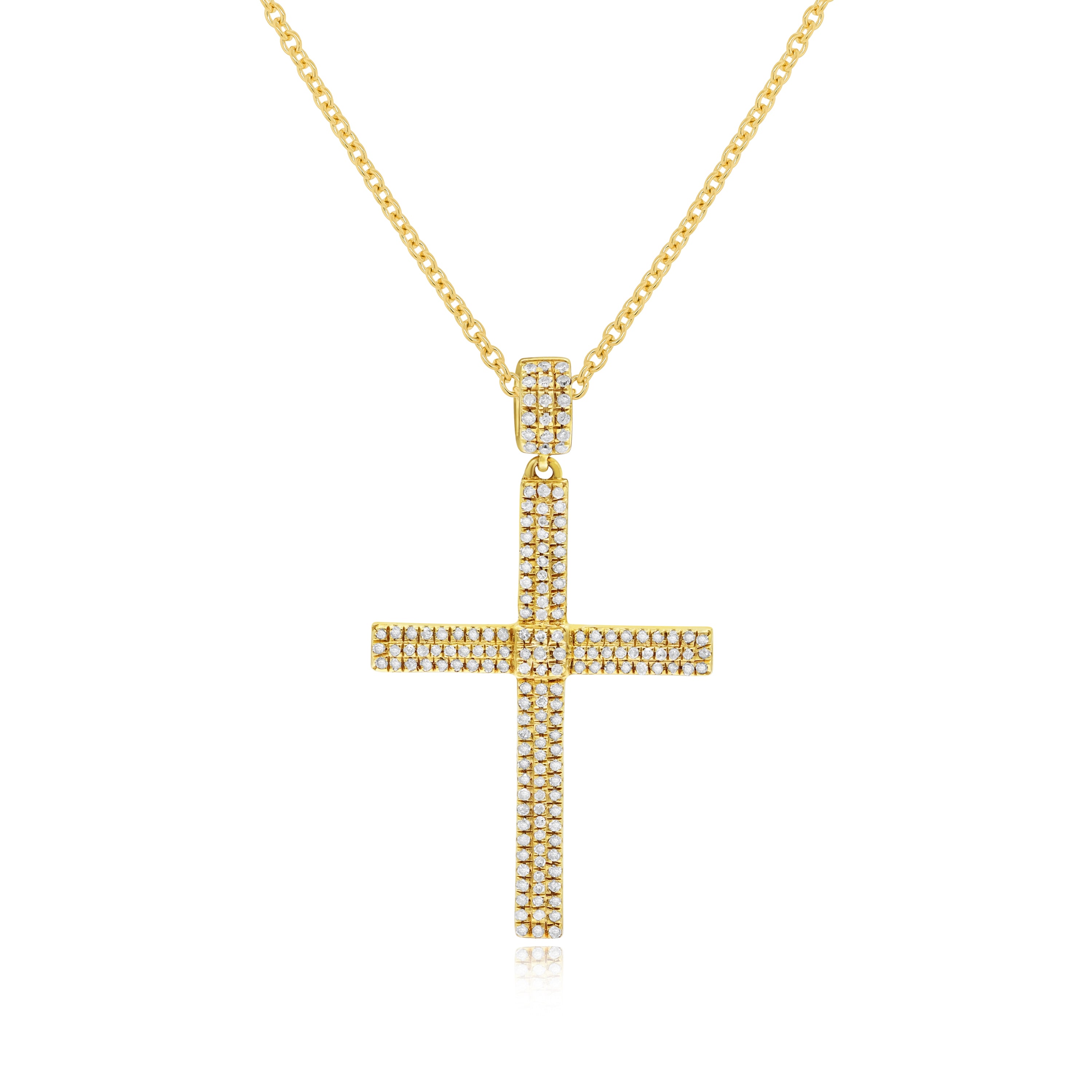 0.47 ct. Diamond 14K Yellow Gold Cross Pendant